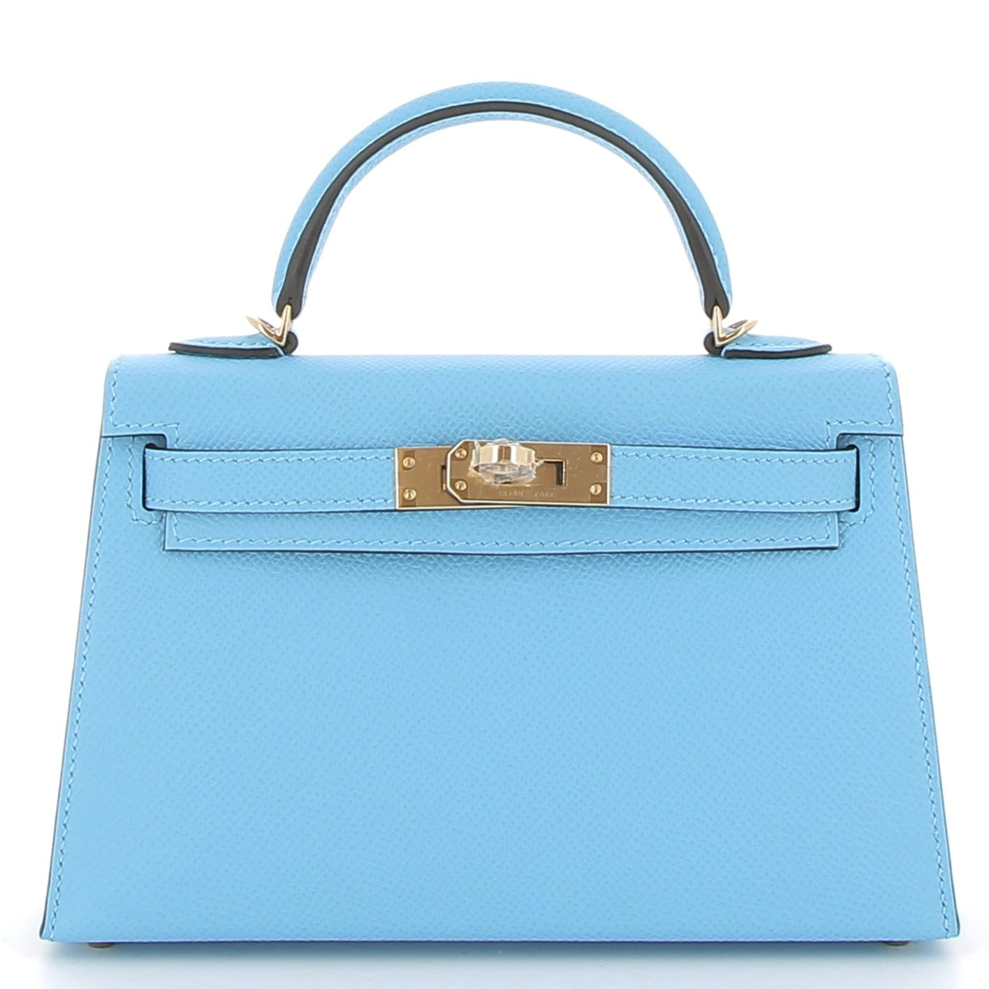 HERMÈS Kelly 20 cuir Epsom Bleu Celeste finition dorée