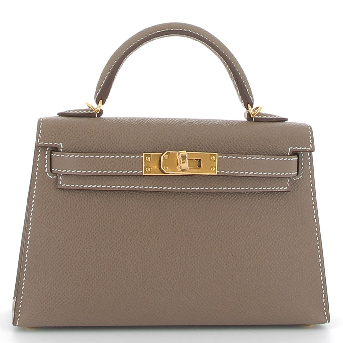 HERMÈS Kelly 20 cuir Epsom Etoupe finition dorée