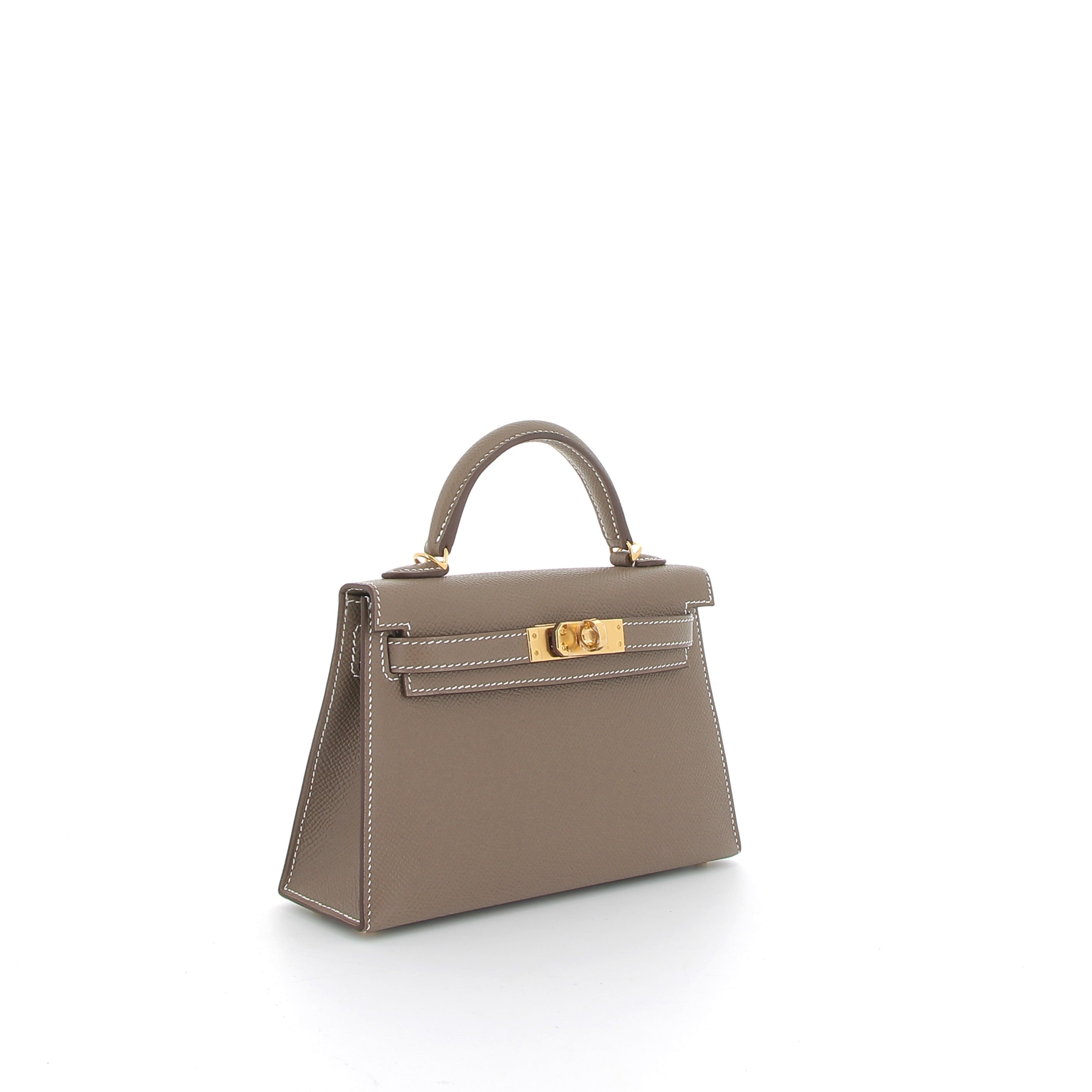 HERMÈS Kelly 20 cuir Epsom Etoupe finition dorée