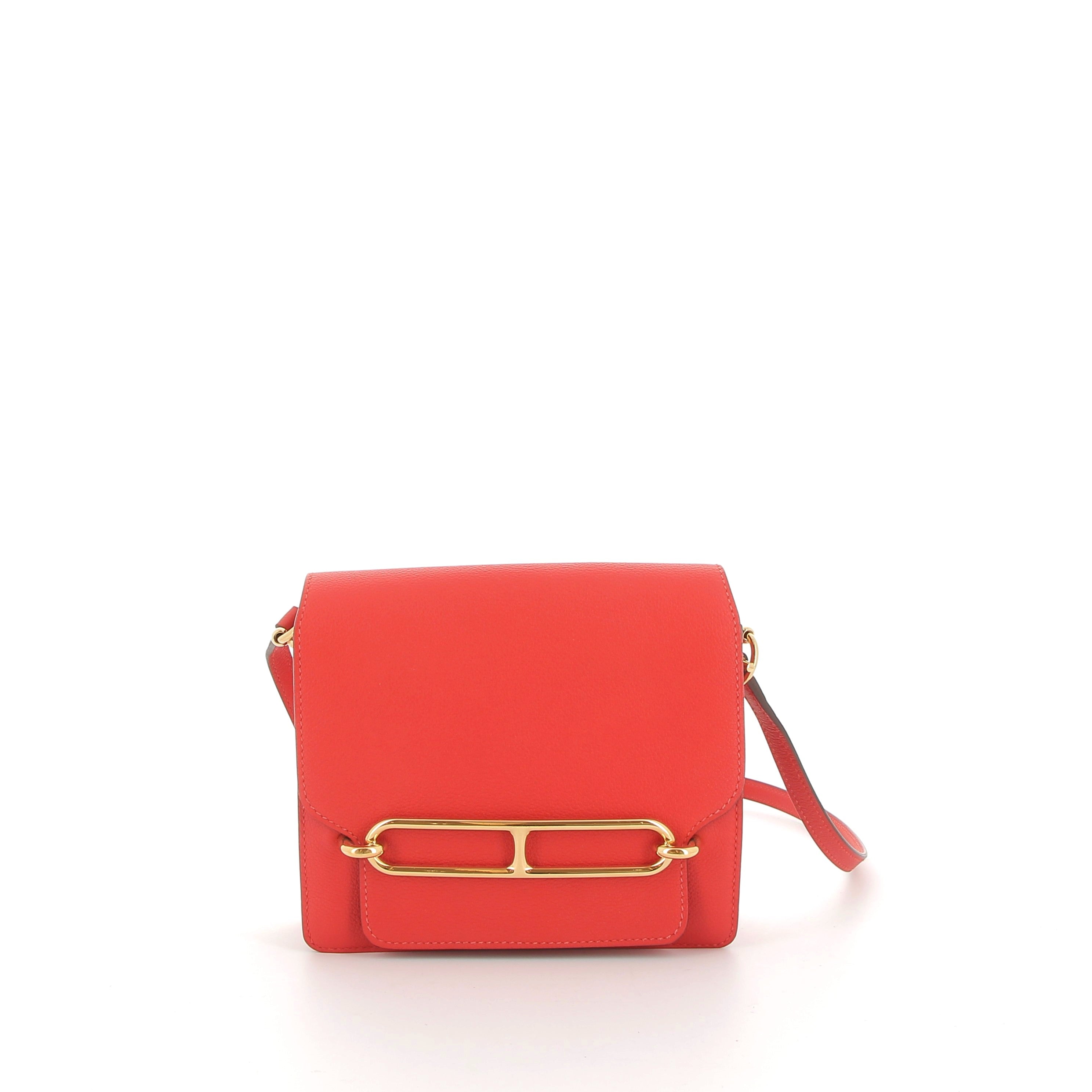 HERMÈS Roulis cuir Epsom Rouge Tomate finition dorée
