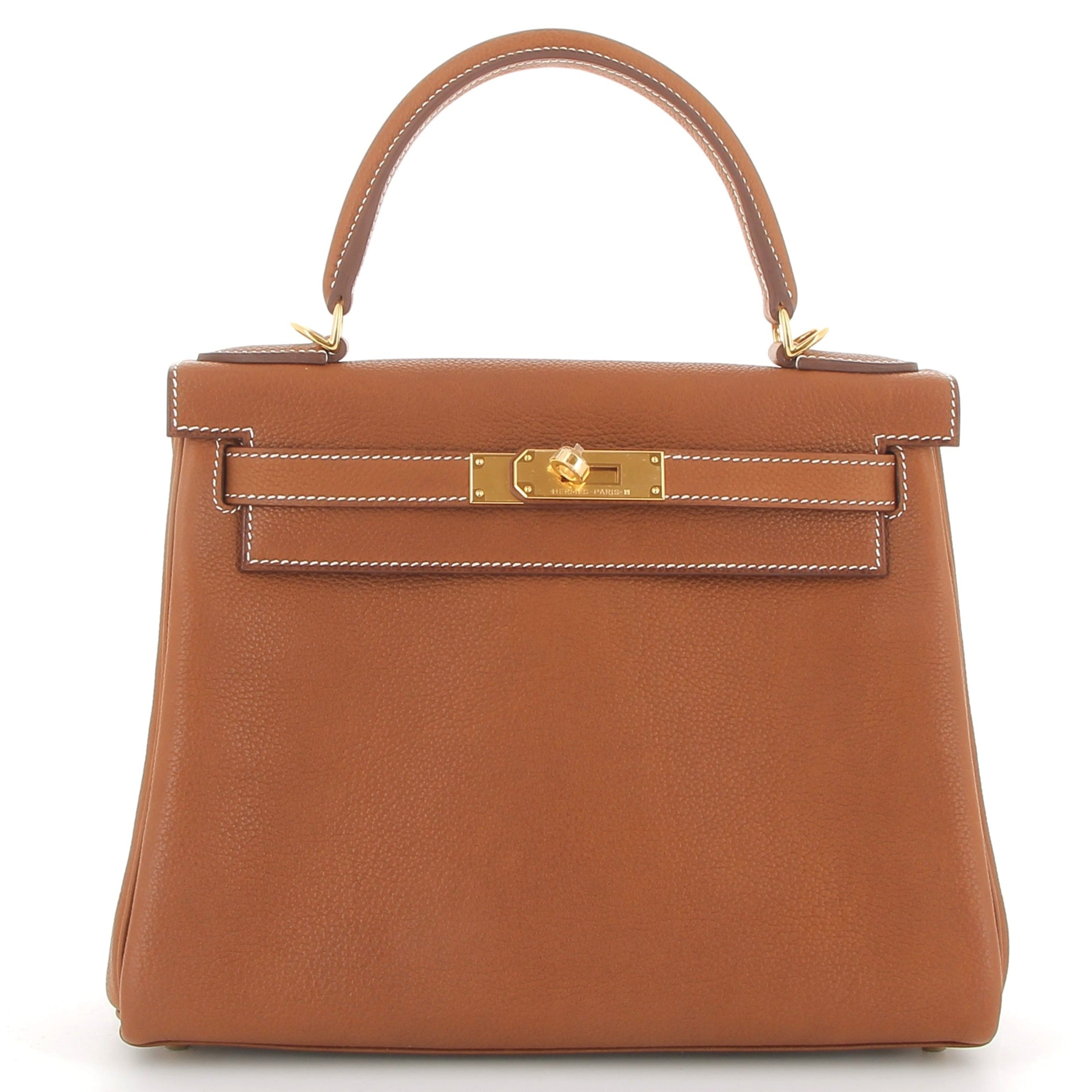 HERMÈS Kelly 28 Faubourg Barenia Fauve Finition Or jaune
