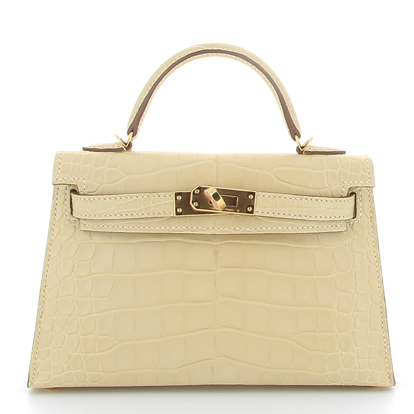 HERMÈS Kelly 20 Vanille Crocodile Finition Or Jaune