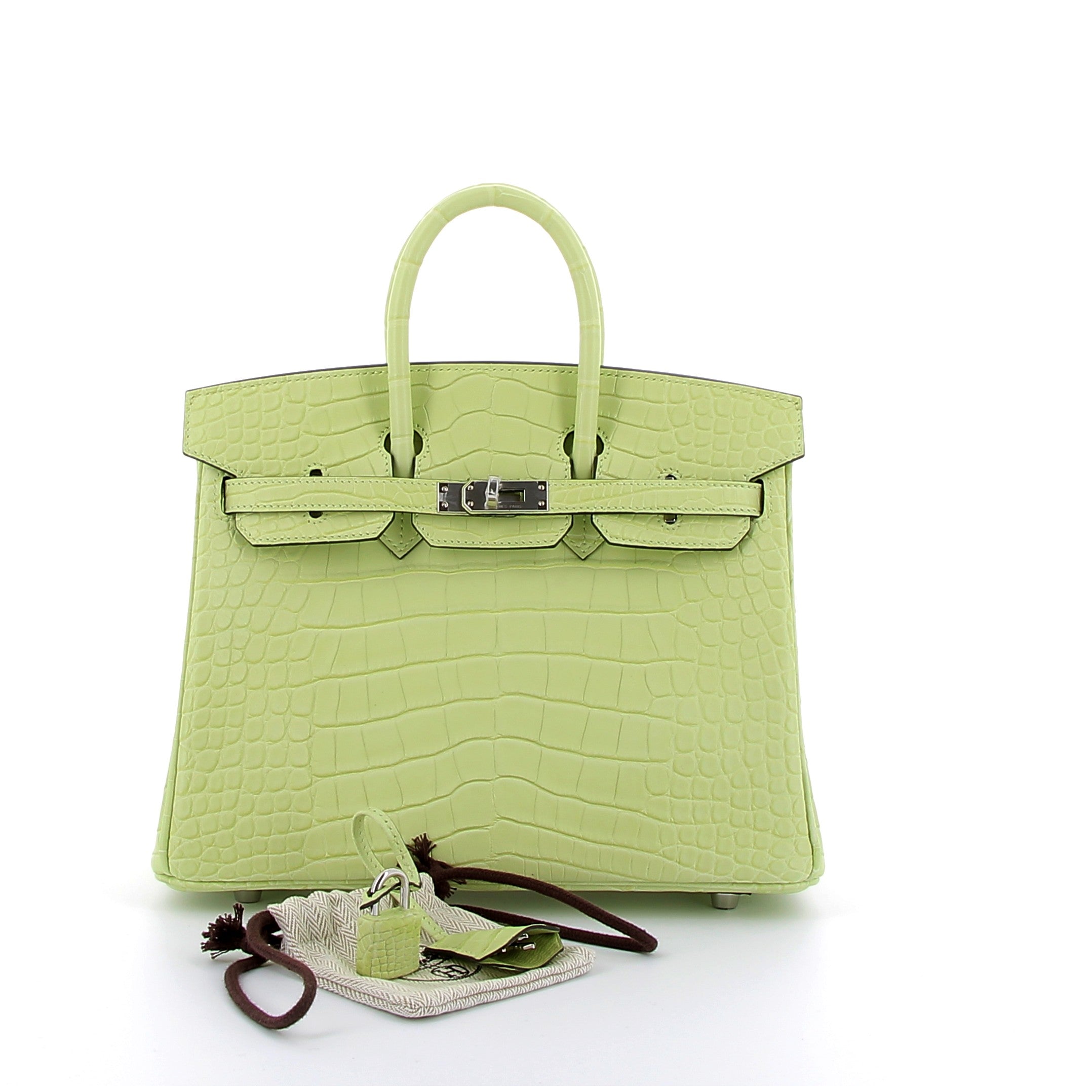 HERMES Birkin 25 Jaune Bourgeon Alligator Finition Palladié
