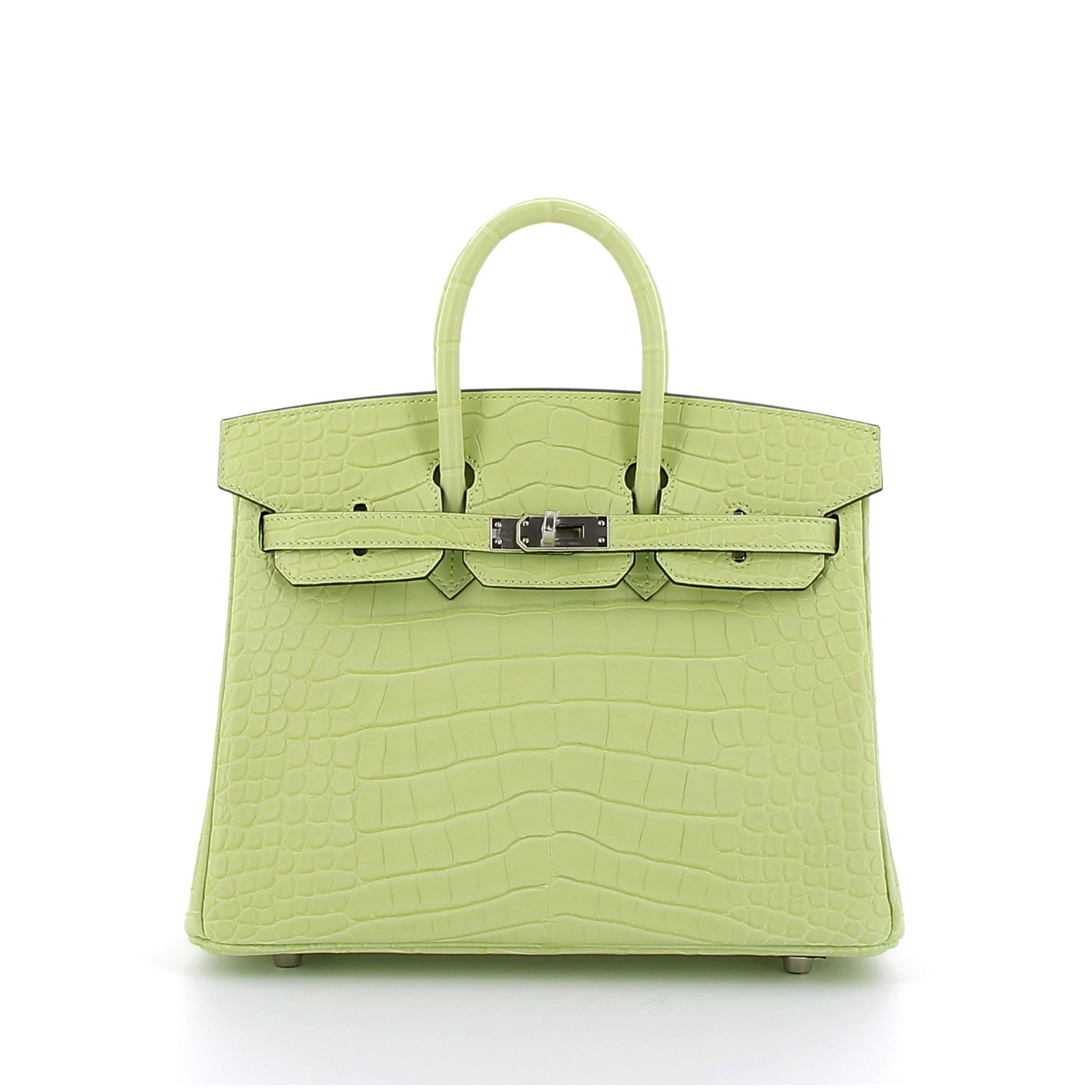 HERMES Birkin 25 Jaune Bourgeon Alligator Finition Palladié