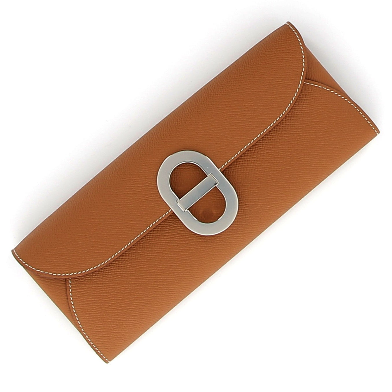 HERMÈS Portefeuille Maillon to Go Gold Epsom Finition Palladié