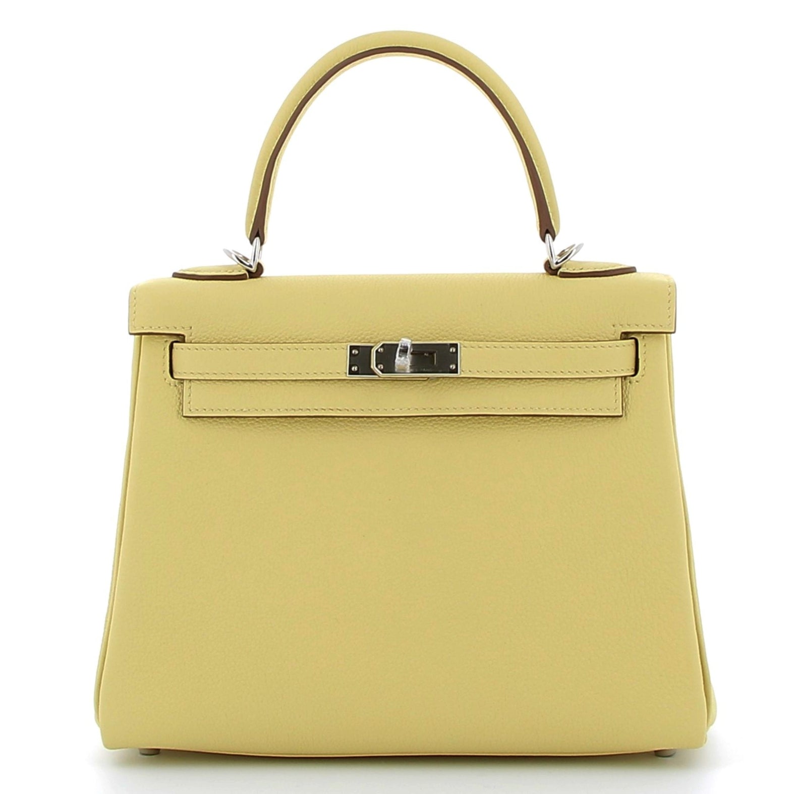 HERMES Kelly 25 Jaune Poussin Togo Finition Palladié