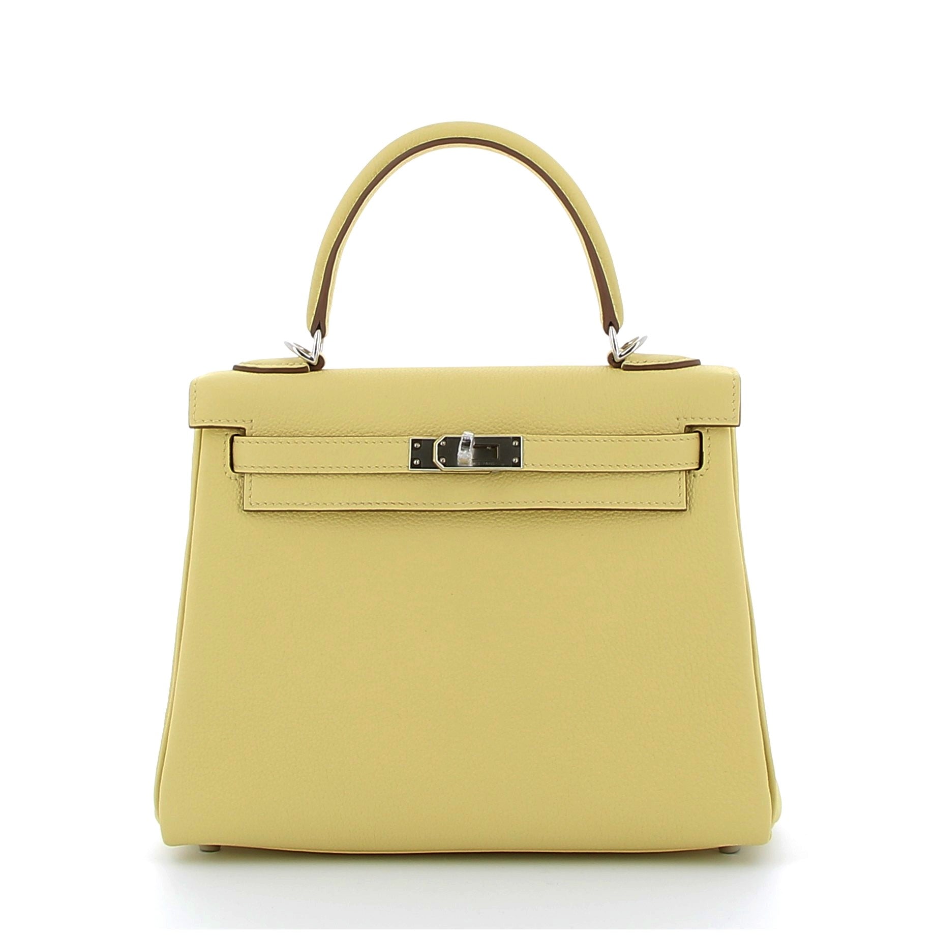 HERMES Kelly 25 Jaune Poussin Togo Finition Palladié