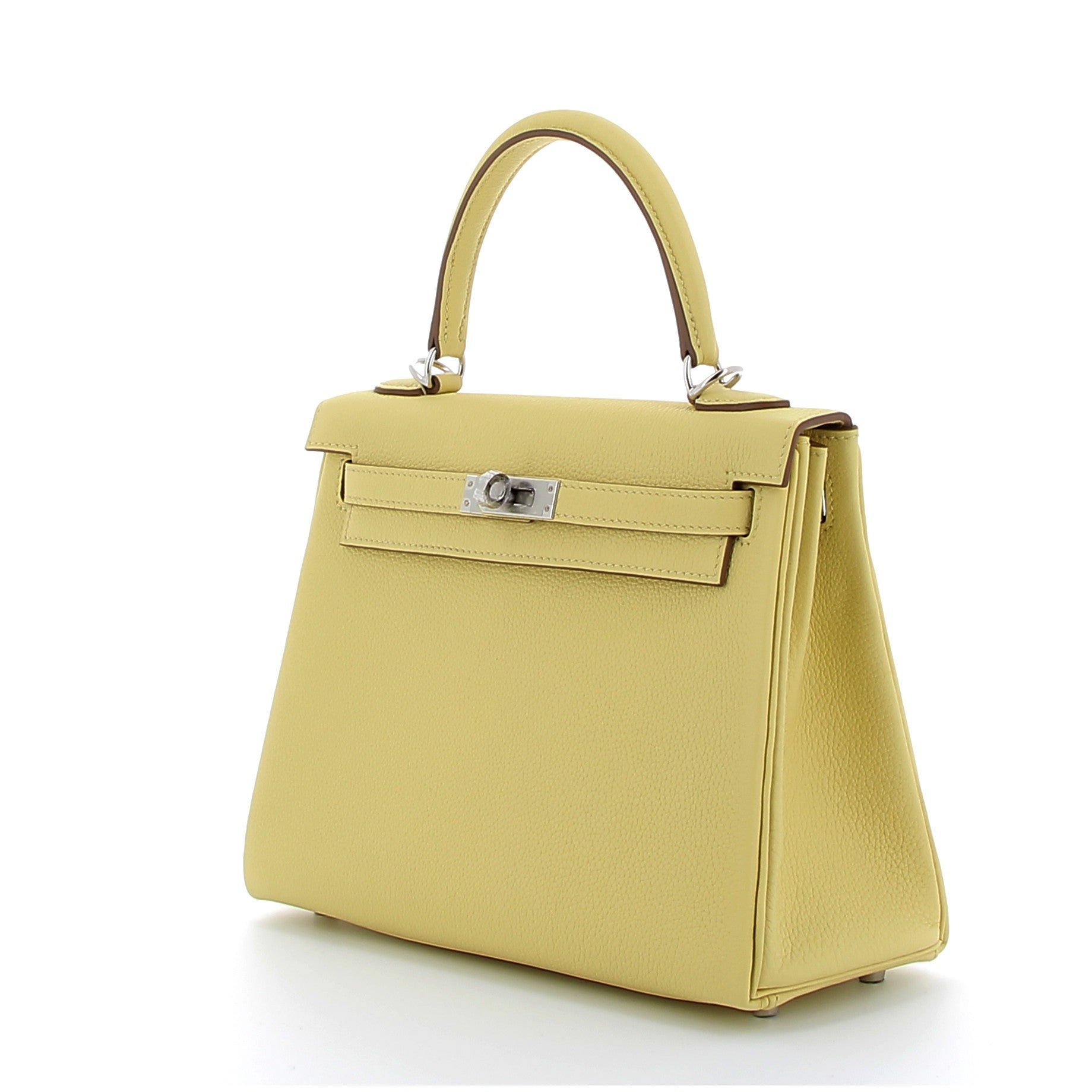HERMES Kelly 25 Jaune Poussin Togo Finition Palladié
