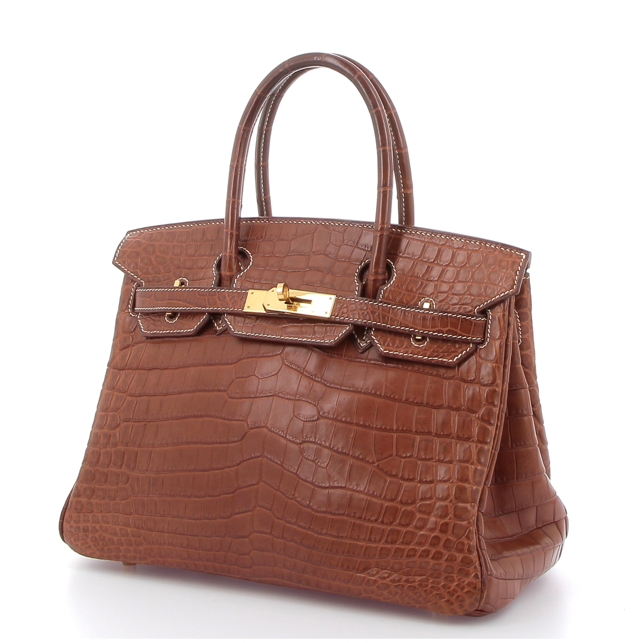 HERMÈS Birkin 30 Crocodile Matt Fauve finition dorée