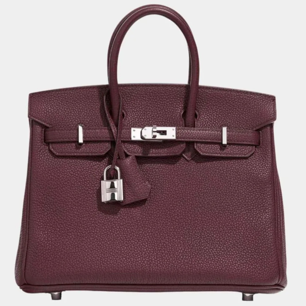 HERMES Birkin 25 Rouge H Cuir Togo Finition Argenté