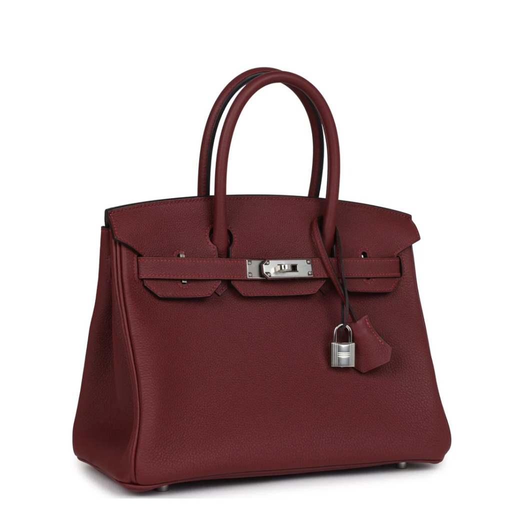 HERMES Birkin 30 Rouge H Cuir Togo Finition Palladié