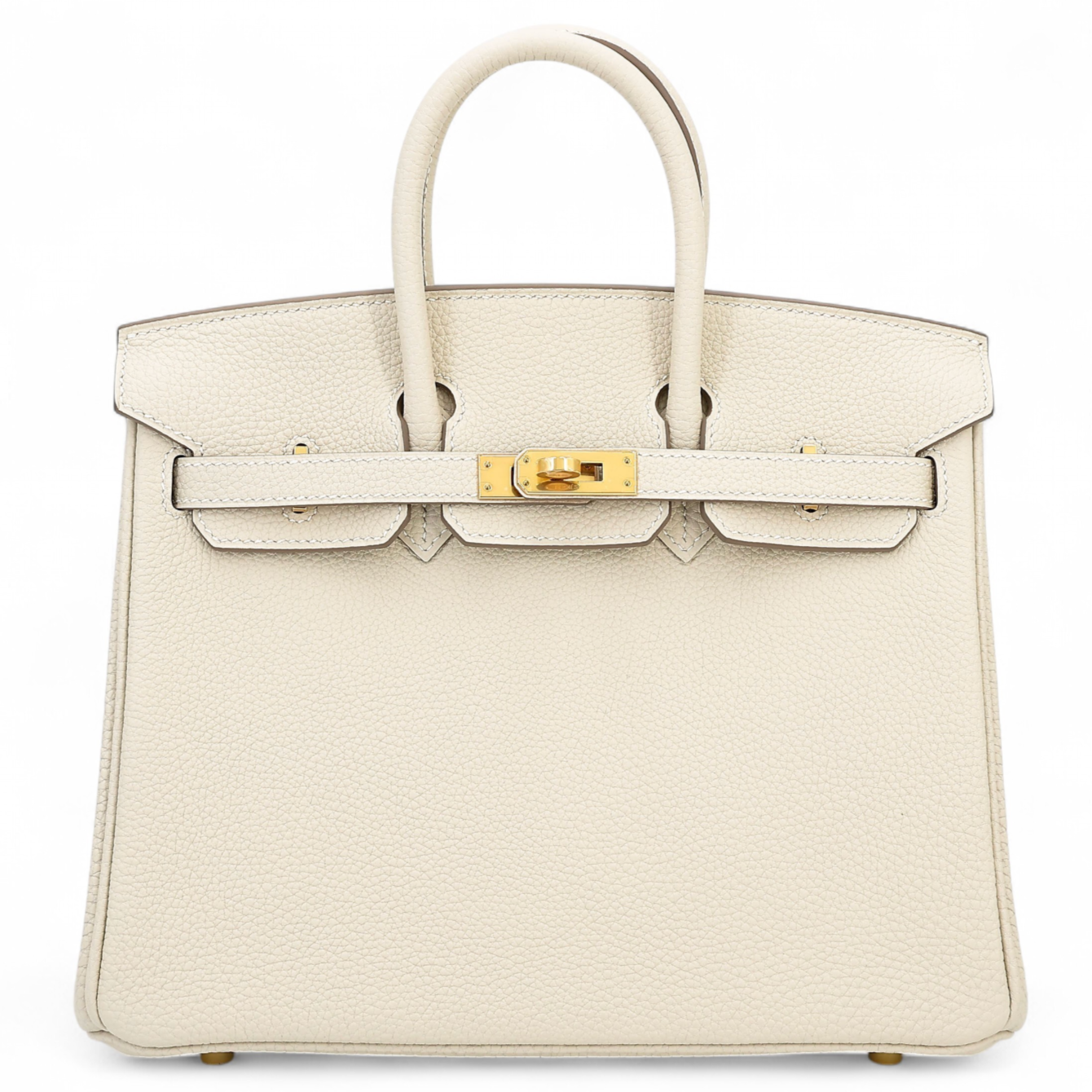 HERMES Birkin 25 Craie Cuir Togo Finition Or Jaune