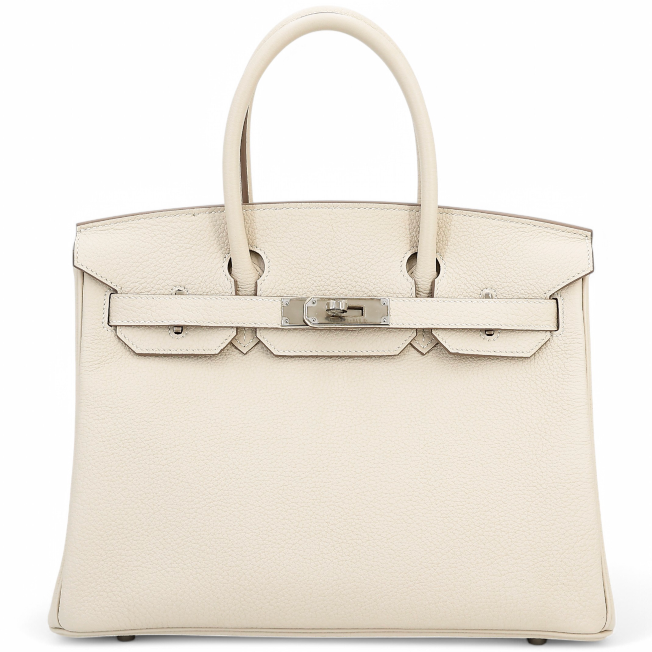 HERMES Birkin 30 Craie Cuir Togo Finition Palladié