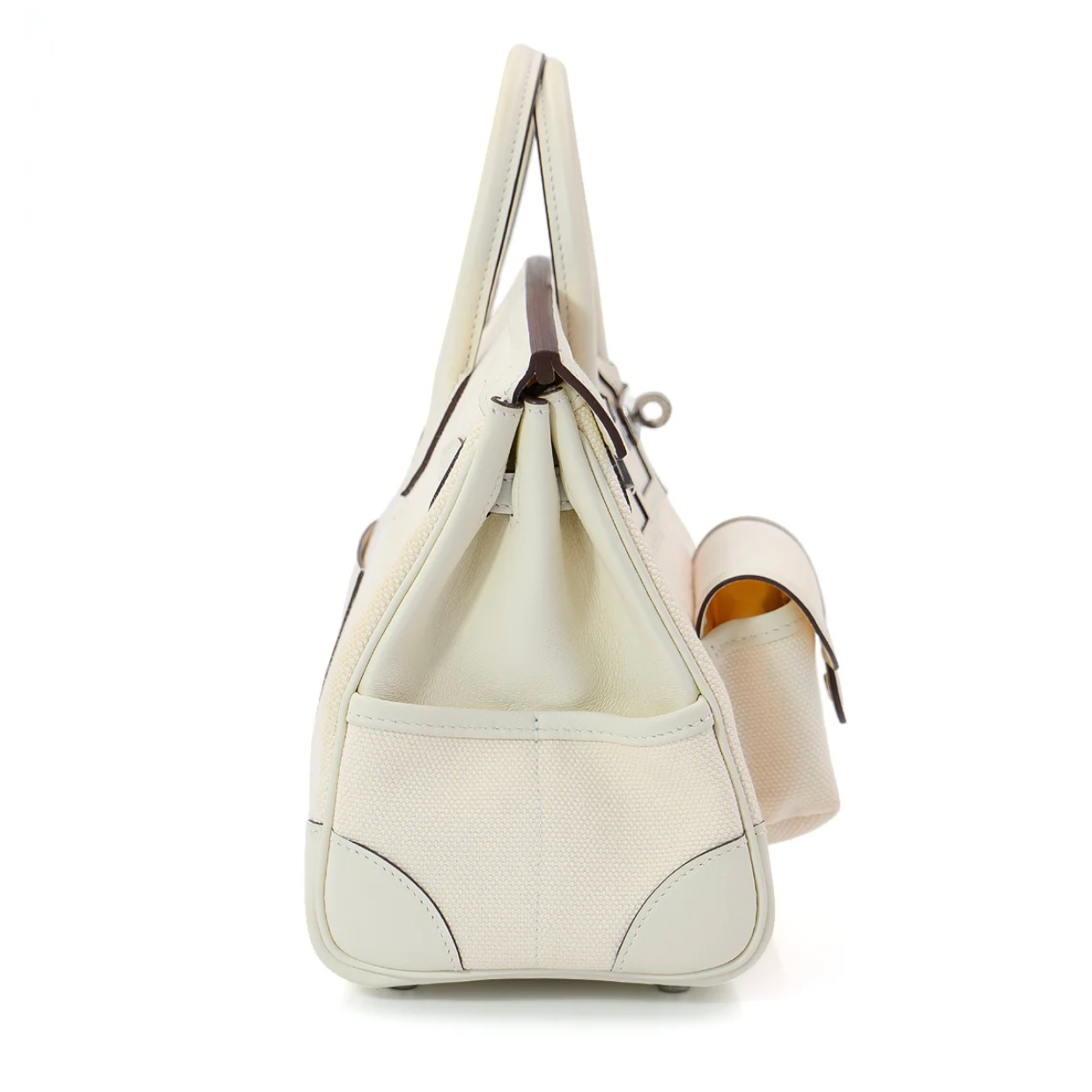 HERMES Birkin Cargo 25 Nata Toile Cuir Swift Finition Palladié