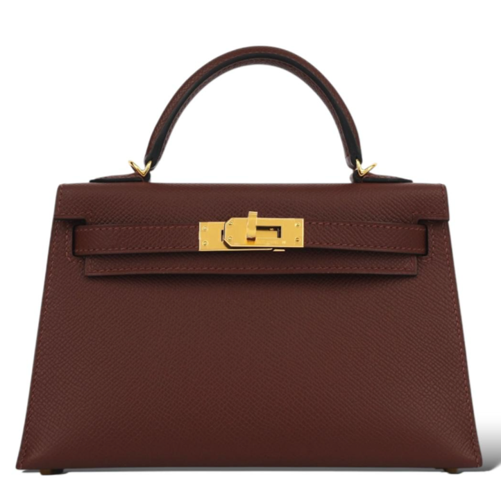 HERMES Kelly 20 Rouge H Cuir Epsom Finition Or Jaune