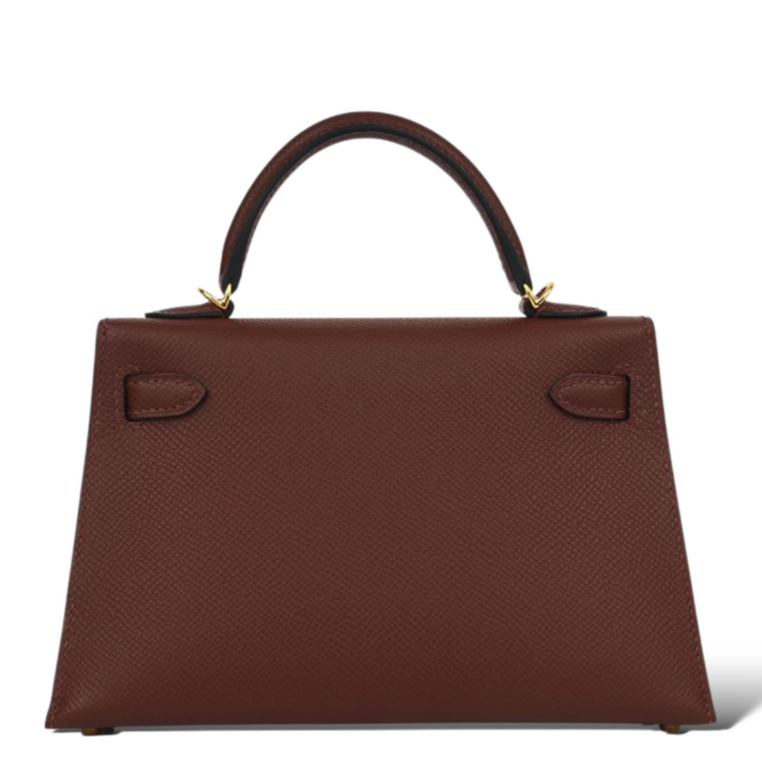 HERMES Kelly 20 Rouge H Cuir Epsom Finition Or Jaune