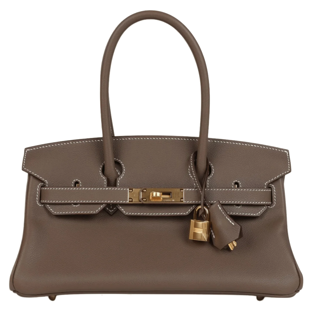 HERMES Birkin Shoulder Etoupe Cuir Evercolor Finition Or Jaune