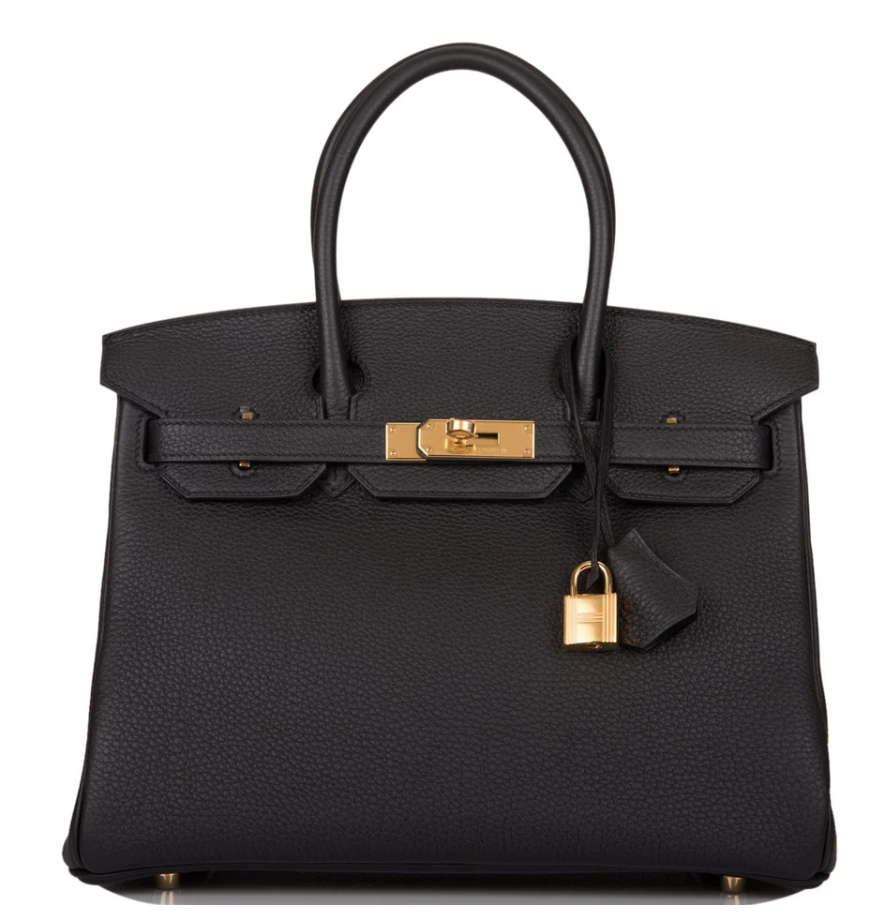 HERMES Birkin 35 Noir Cuir Togo Finition Or Jaune