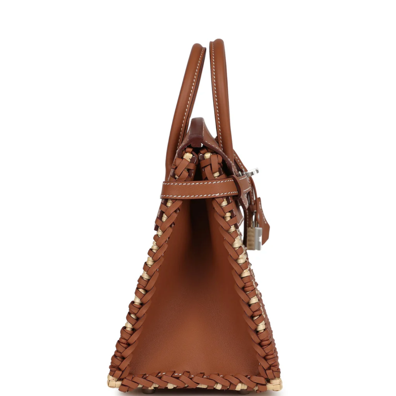 HERMES Birkin 25 Picnic Gold Cuir Swift/Osier Rayé Finition Palladié