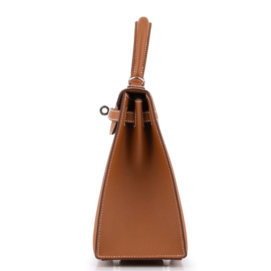 HERMES Kelly 25 Gold Cuir Epsom Finition Palladié