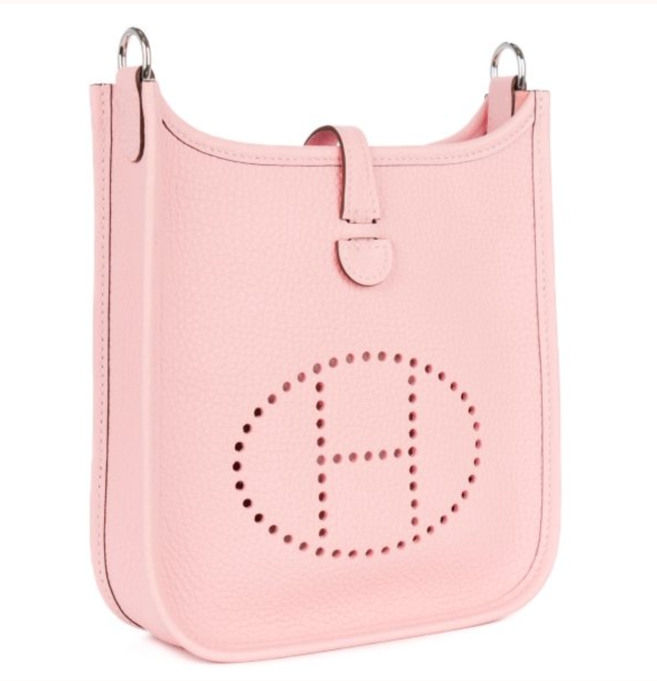 HERMES Mini Evelyne Rose Sakura Cuir Taurillon Clemence Finition Palladié