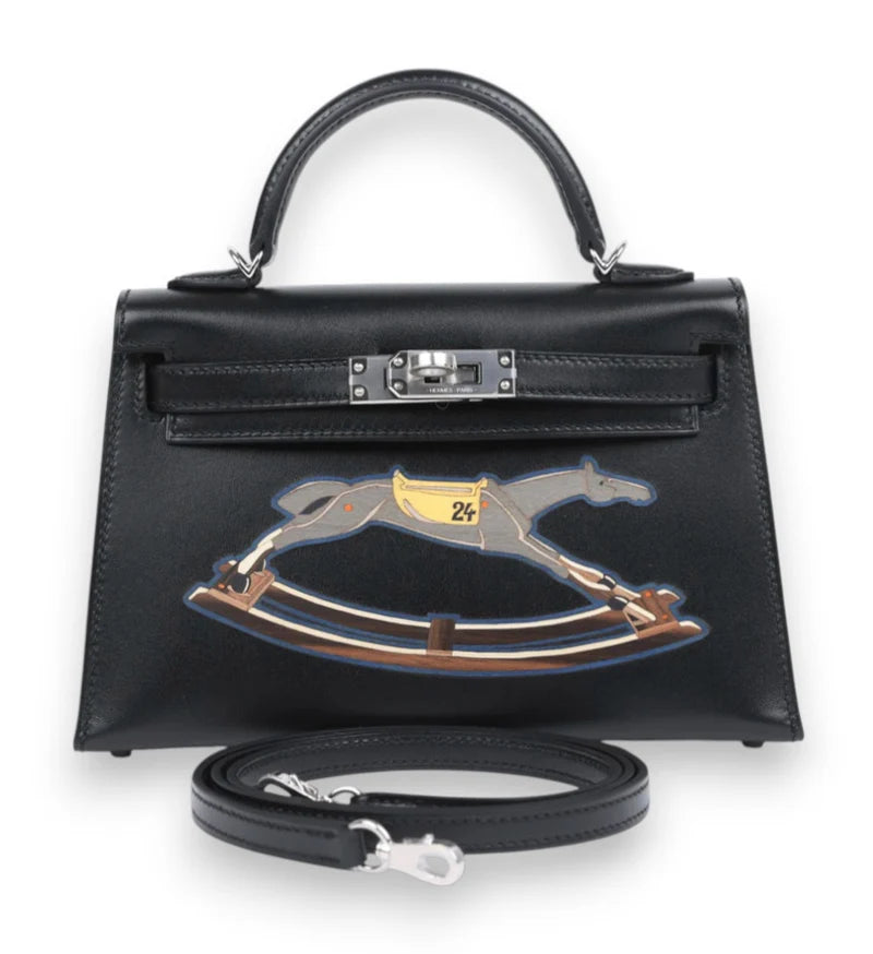 HERMES Kelly 20 "Cheval De Bois" Noir