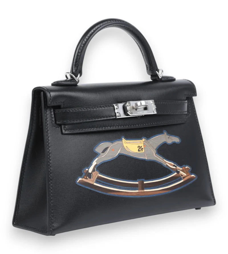 HERMES Kelly 20 "Cheval De Bois" Noir