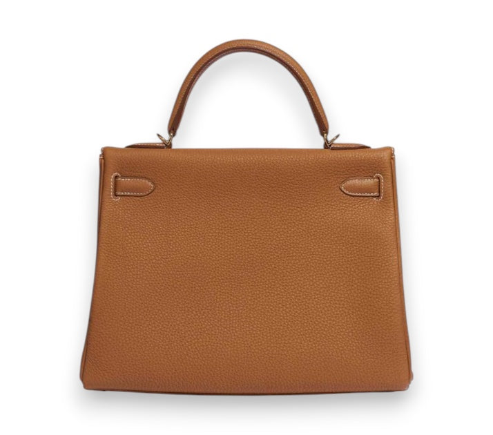 HERMES Kelly 32 Gold Cuir Togo Finition Or Jaune