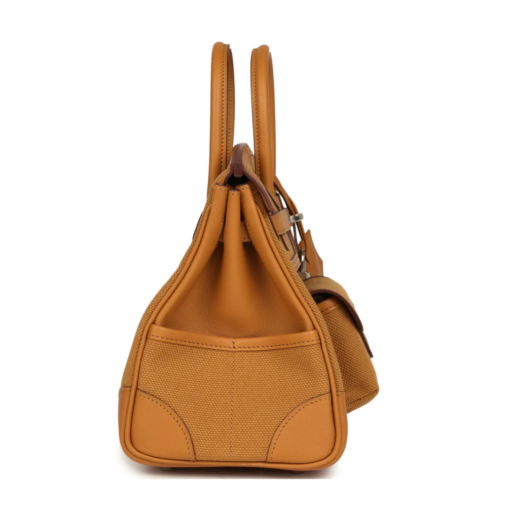 HERMES Birkin Cargo 25 Sesame Toile Cuir Swift Finition Palladié