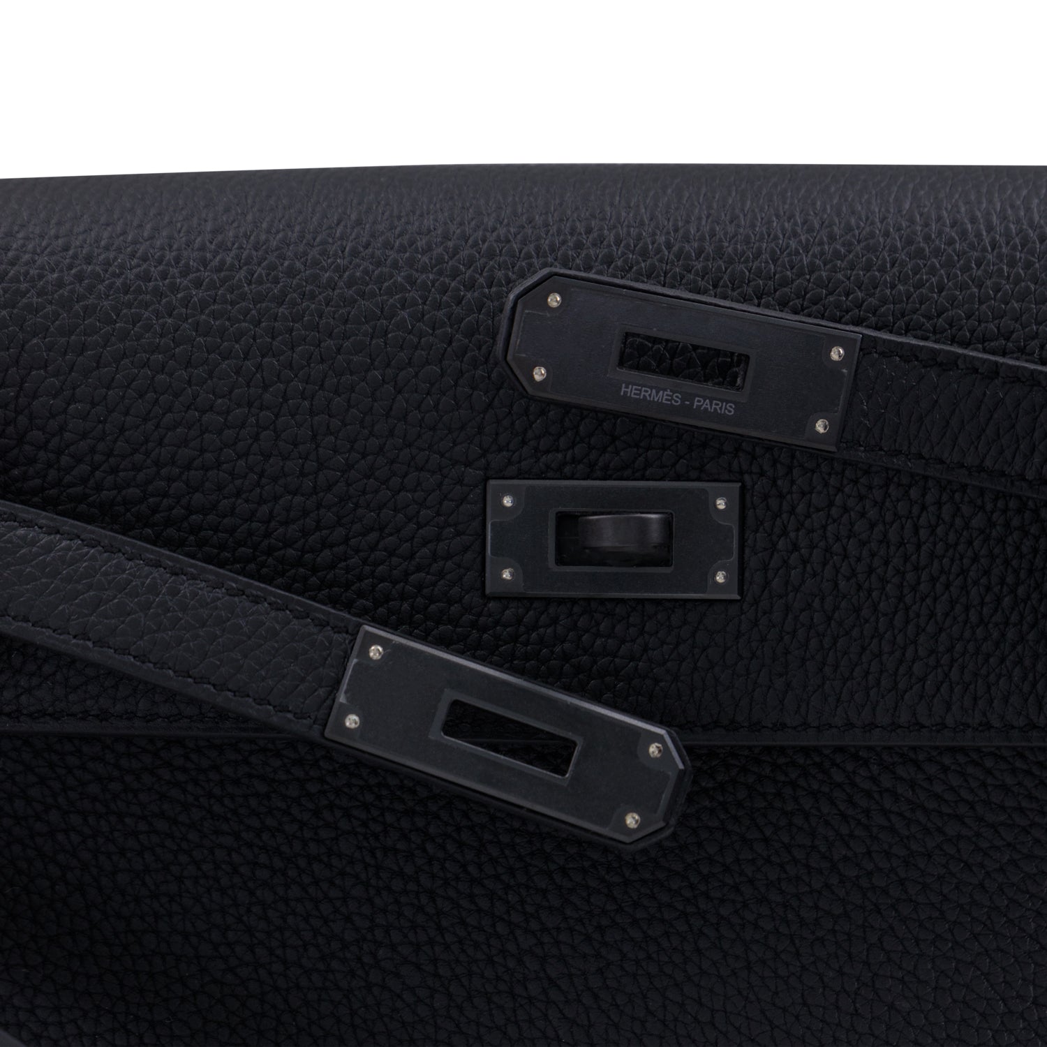 HERMES Kelly Depeche Noir Cuir Togo Finition So Black