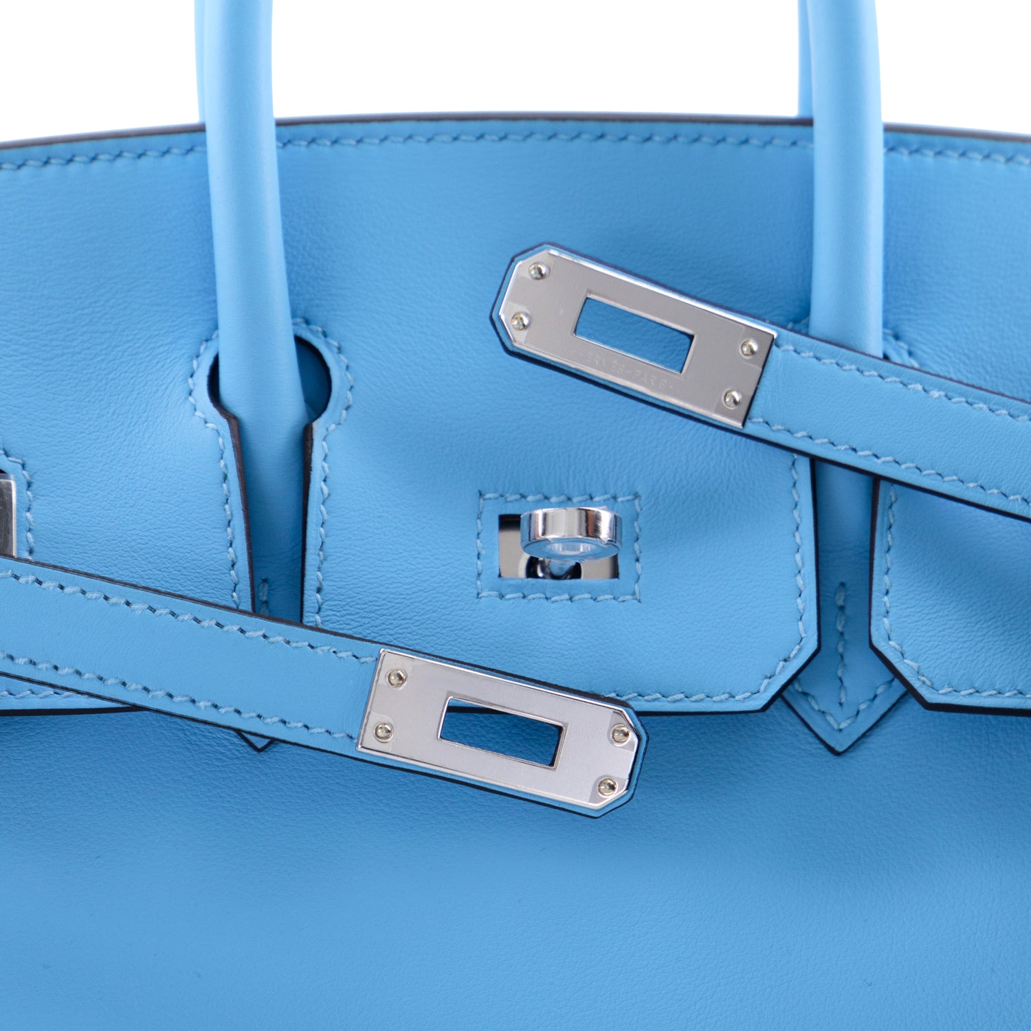 HERMES Birkin 25 Bleu Celeste Cuir Swift Finition Palladié