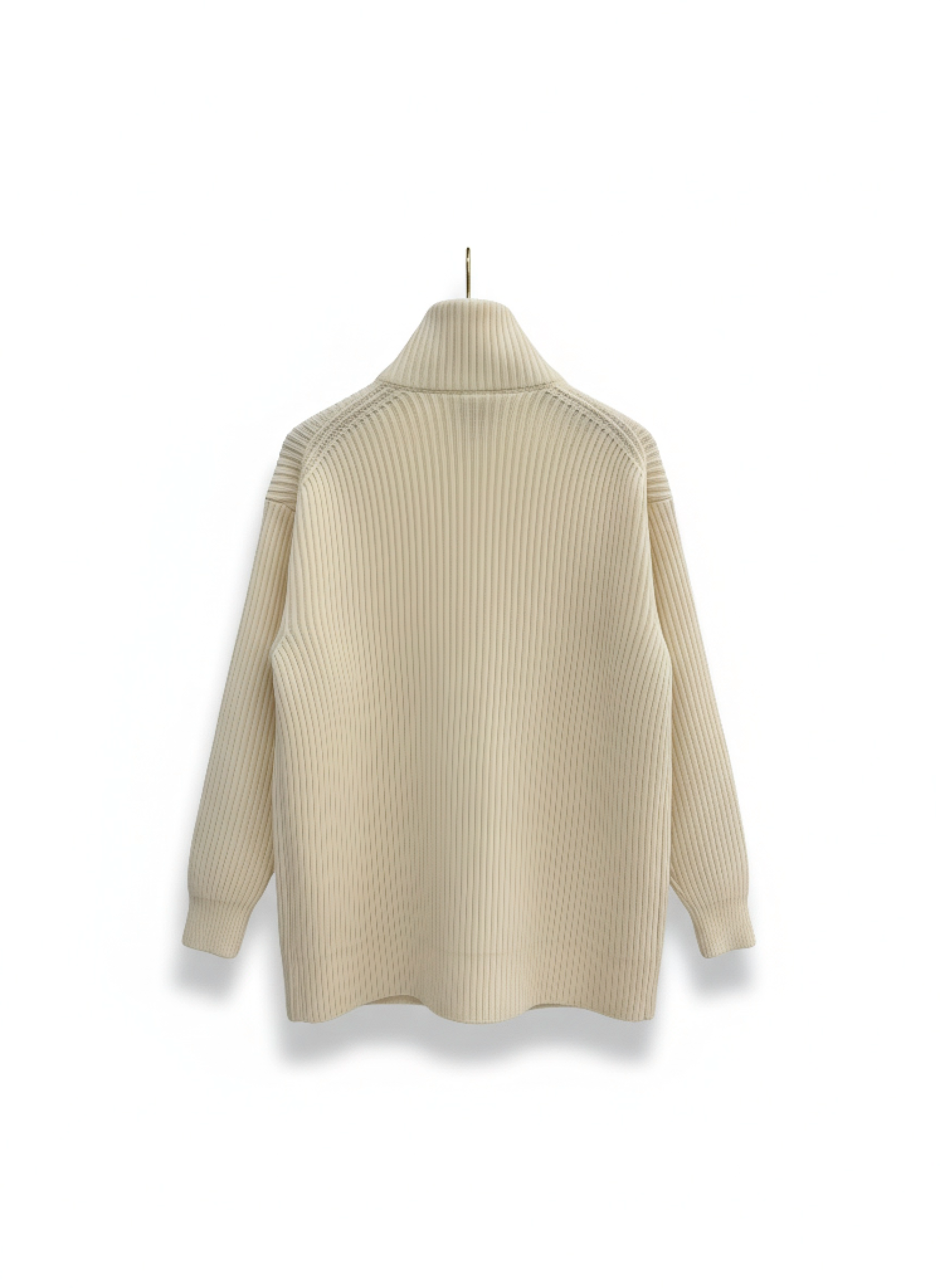 HERMES Cardigan en Laine Écru et Gold