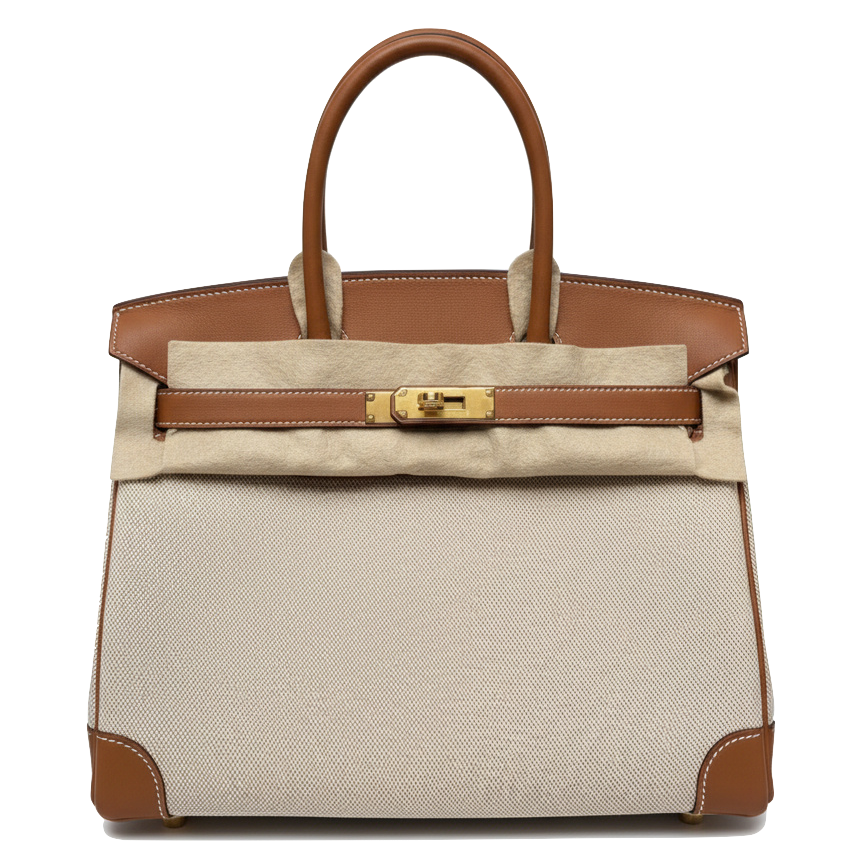 HERMES Birkin 30 Gold Toile/Swift Finition Or Jaune