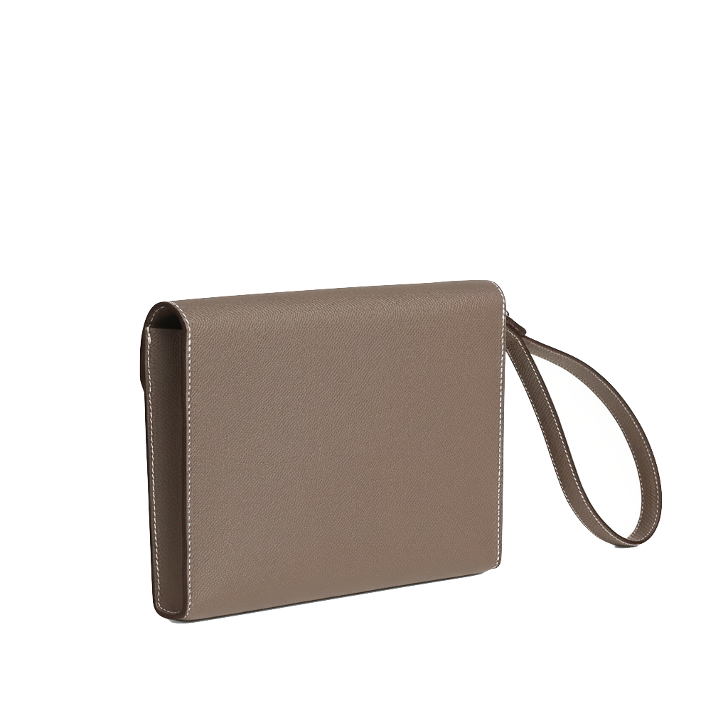 HERMES Sac a Depeche 24 Etoupe Cuir Epsom Finition Palladié