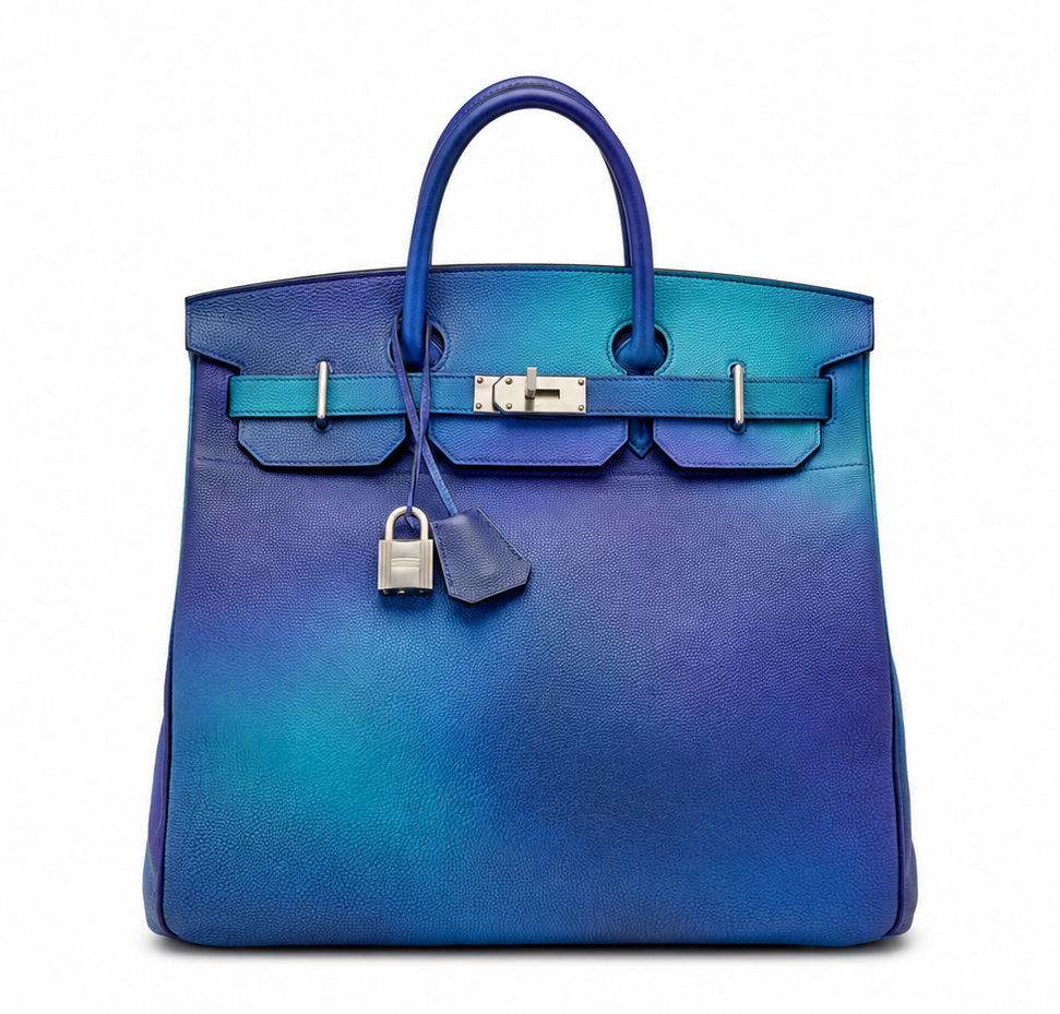 HERMÈS BIRKIN HAC 40 COSMOS OMBRÉ BLEU NUIT & VIOLET TOGO FINITION PALLADIÉ BROSSÉ