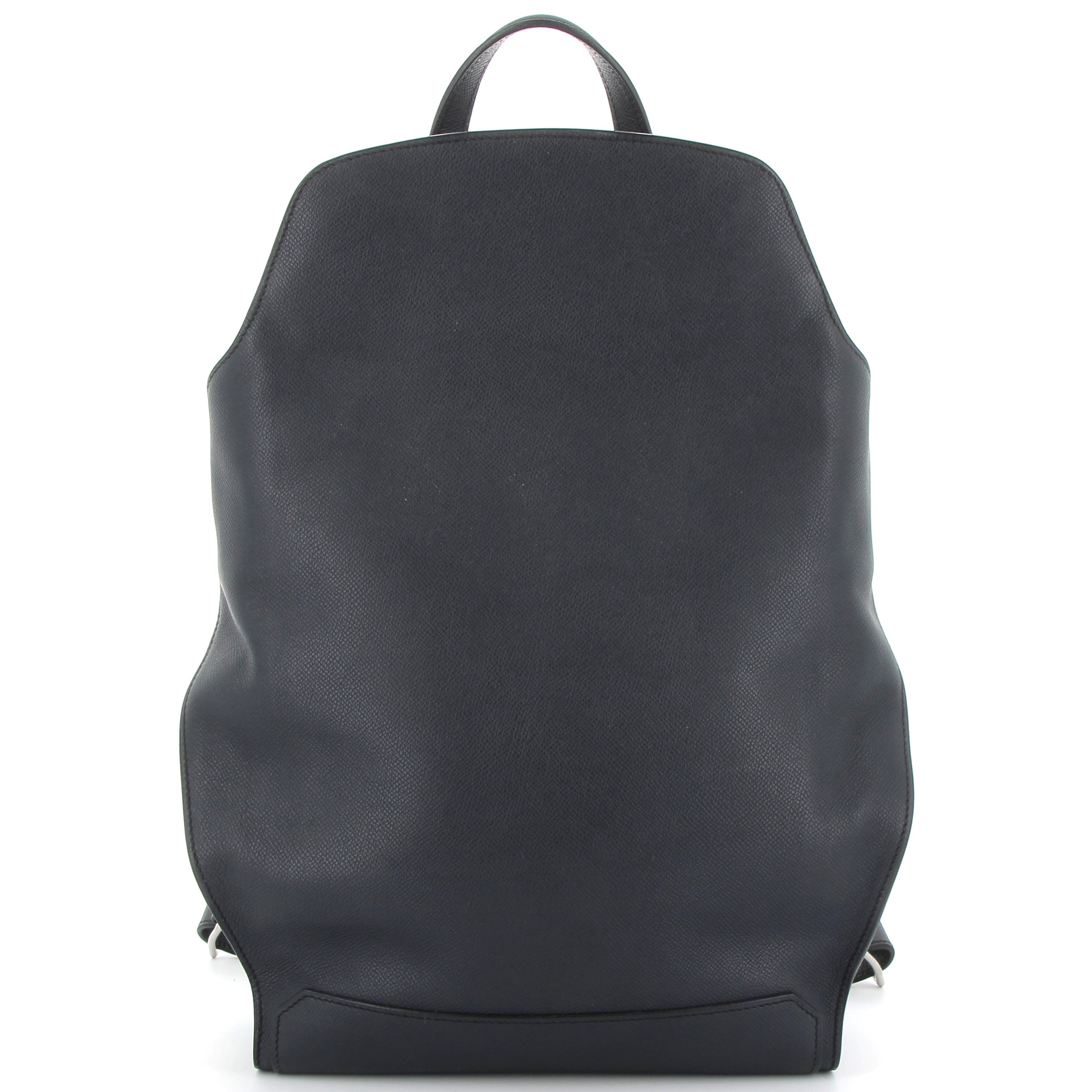 HERMES City Back Bleu Marine Cuir Epsom Finition Palladié