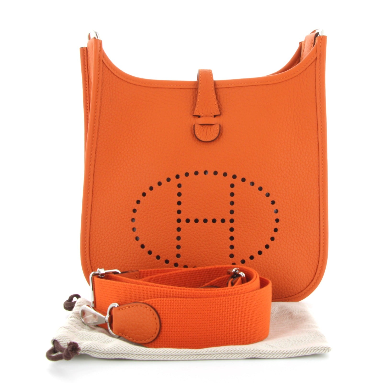 HERMES Evelyne 23 Orange Clemence Finition Palladié
