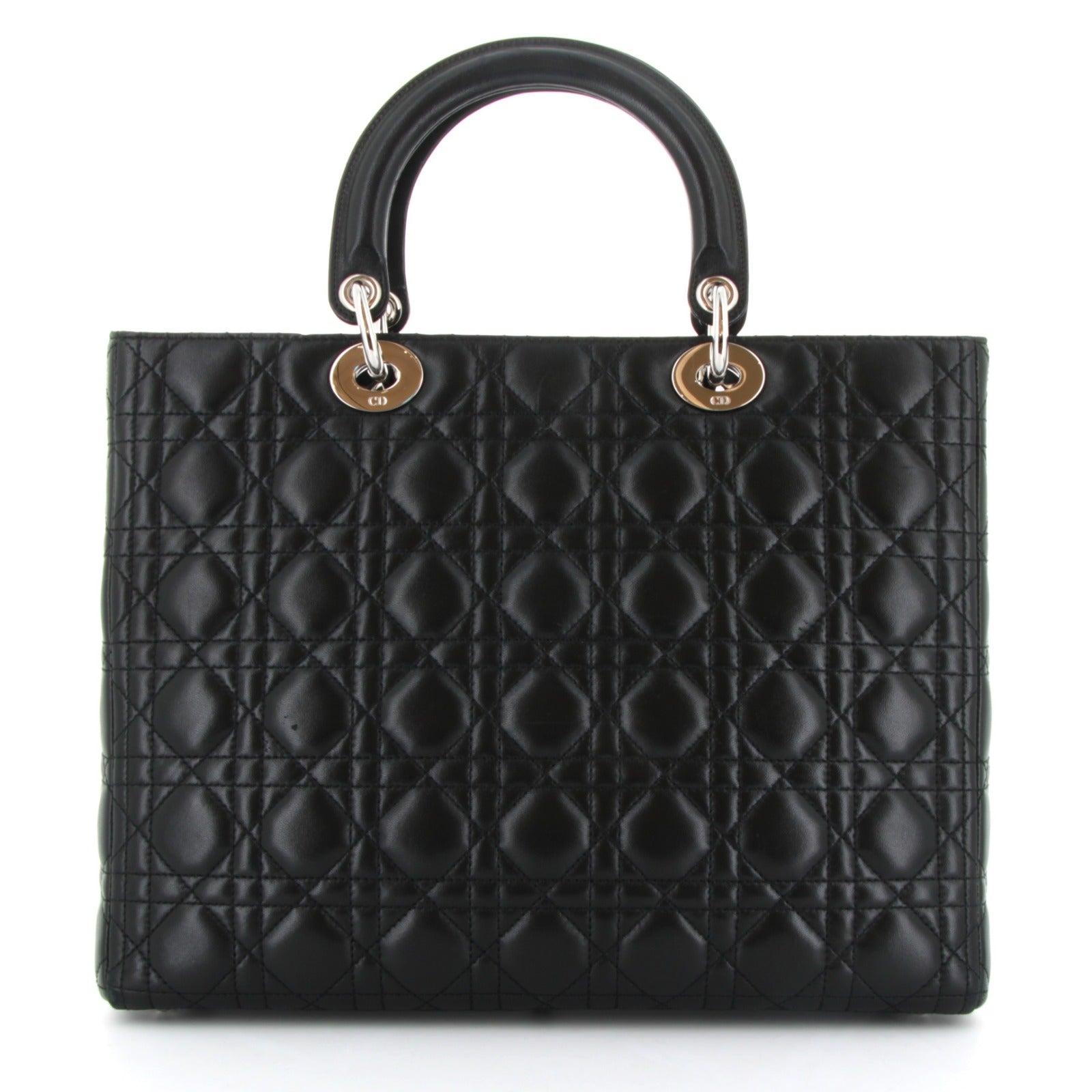 DIOR LADY DIOR EN CUIR FINITION ARGENTÉ