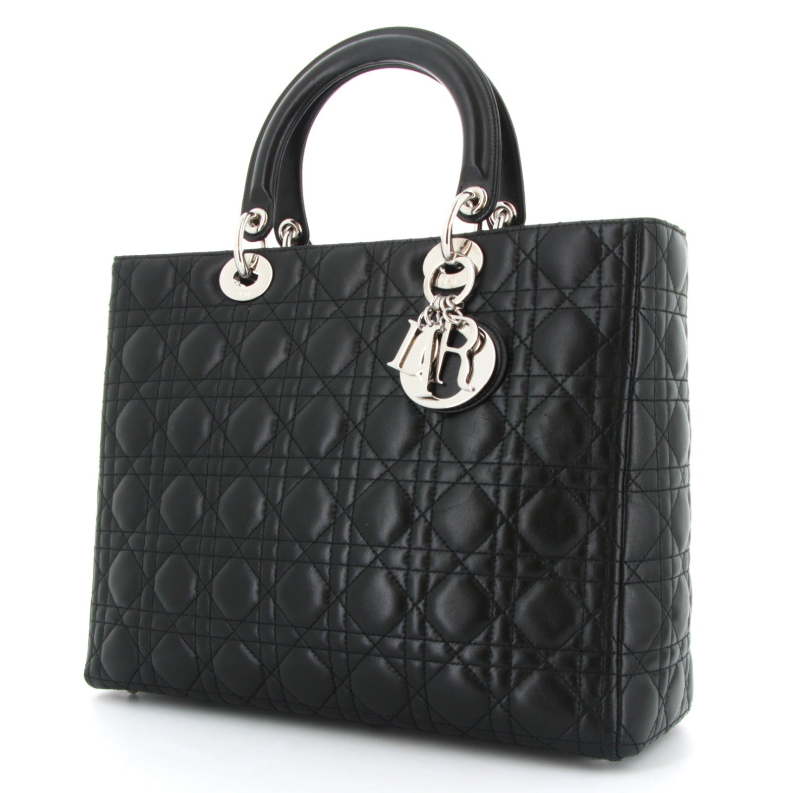 DIOR LADY DIOR EN CUIR FINITION ARGENTÉ