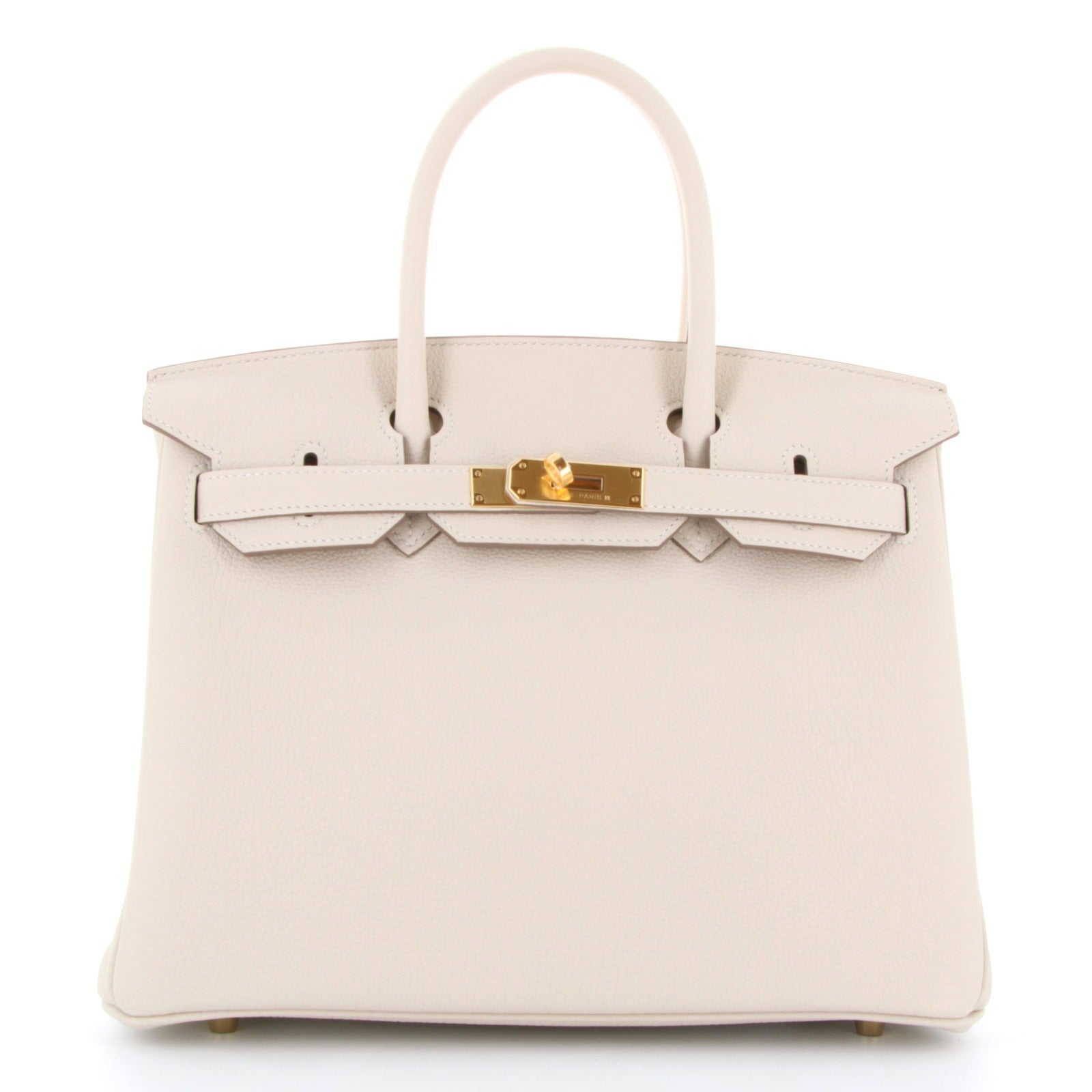 HERMES Birkin 30 Craie Togo Finition Or Jaune