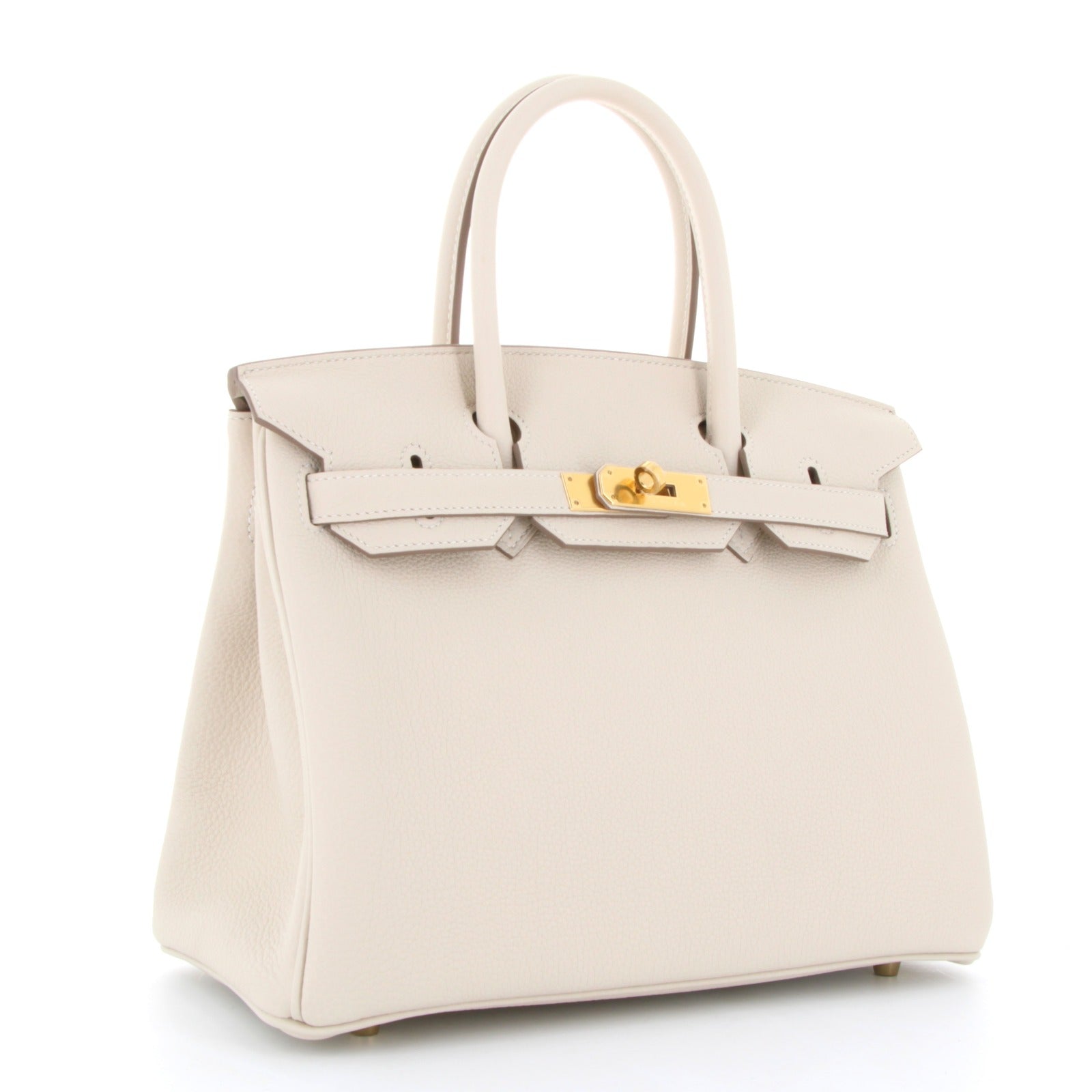 HERMES Birkin 30 Craie Togo Finition Or Jaune
