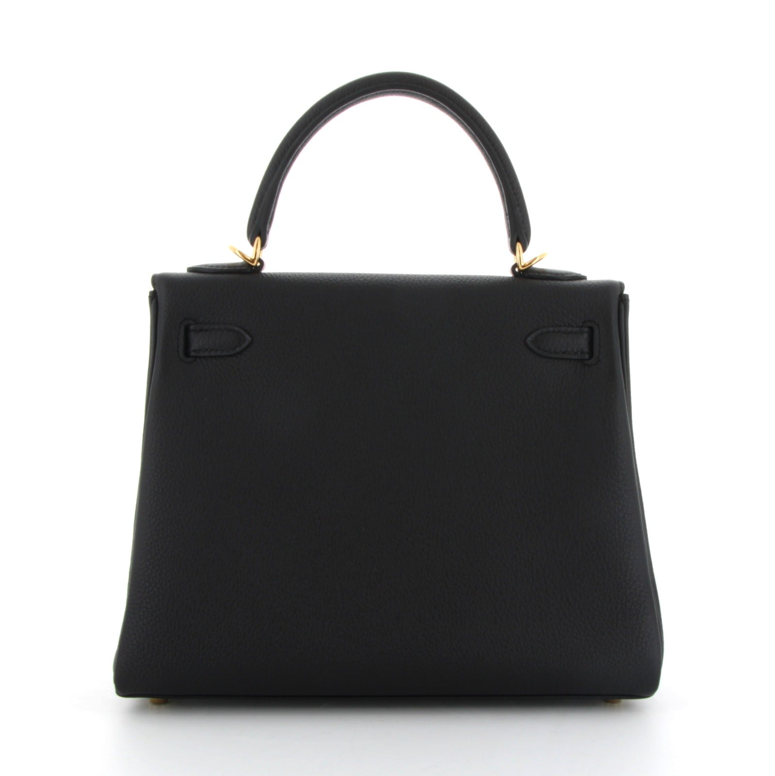 HERMES Kelly 25 Noir Togo Finition Or Jaune
