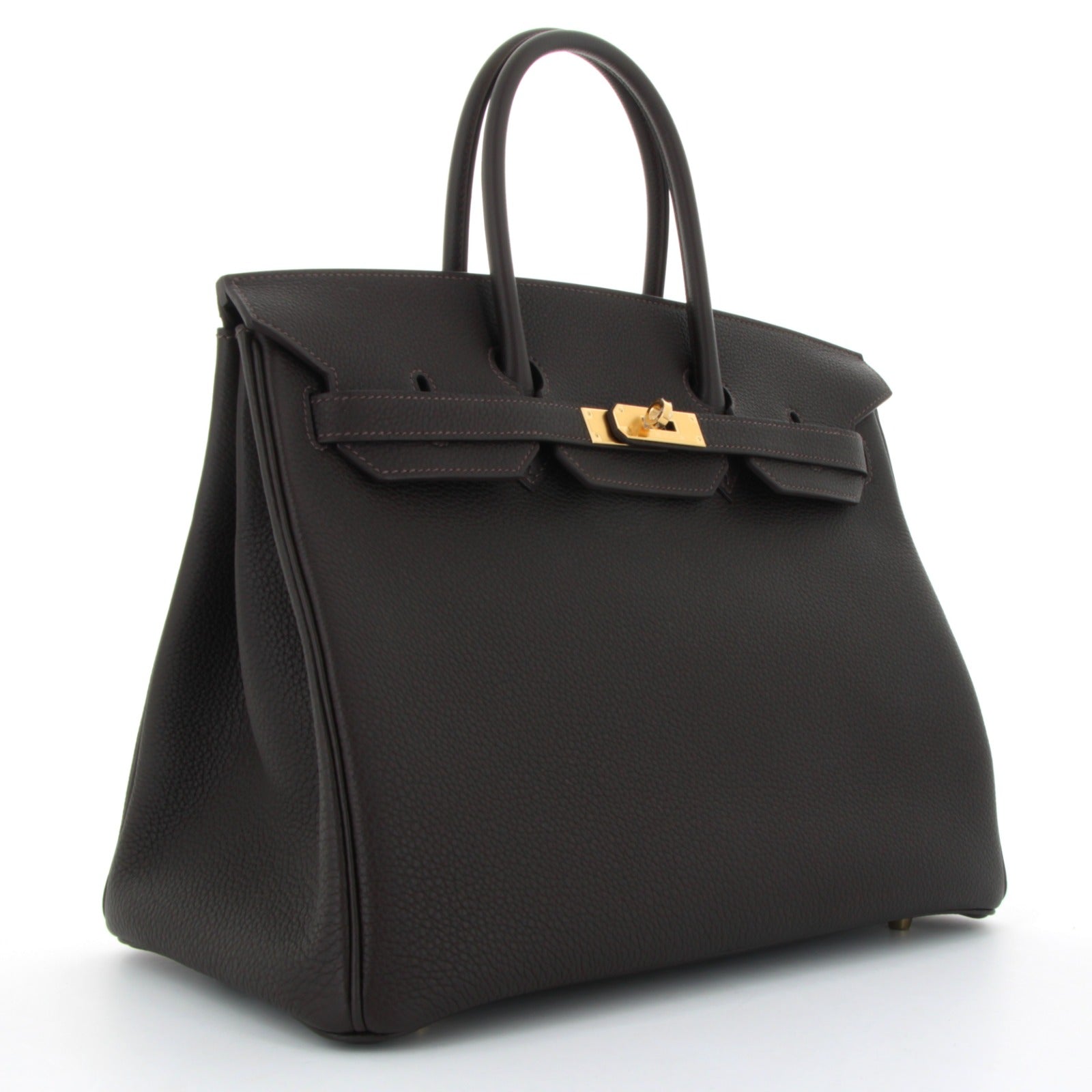 HERMES 35 Bai Brun Togo Finition Or