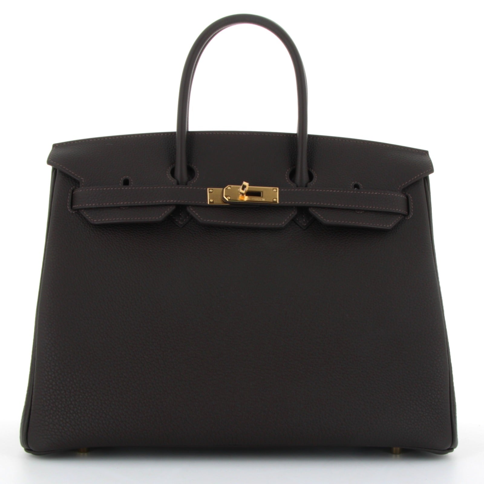 HERMES 35 Bai Brun Togo Finition Or