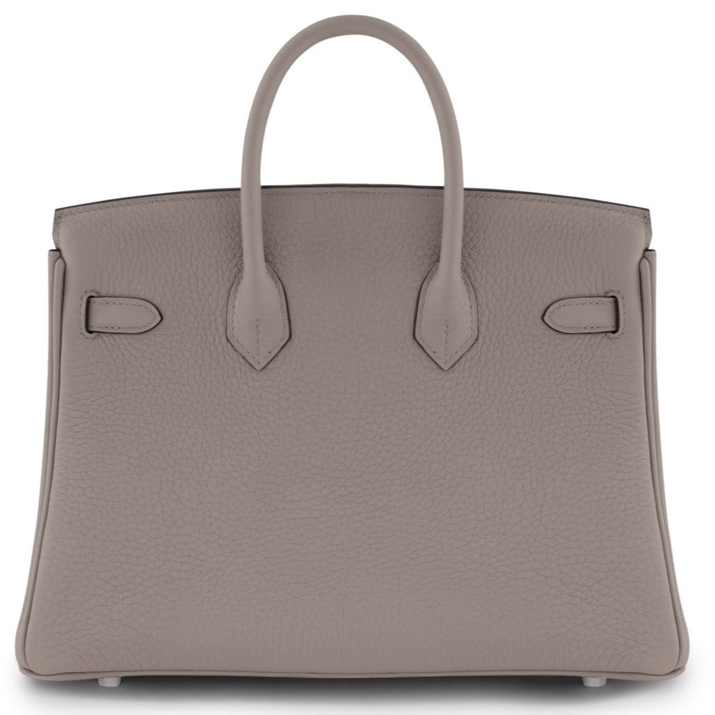 HERMES Birkin 25 Gris Tourterelle Cuir Togo Finition Palladié