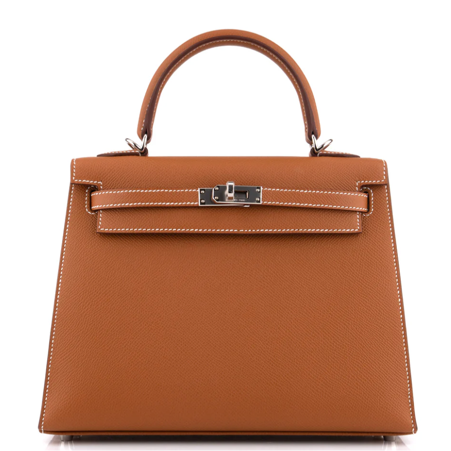 HERMES Kelly 25 Gold Cuir Epsom Finition Palladié