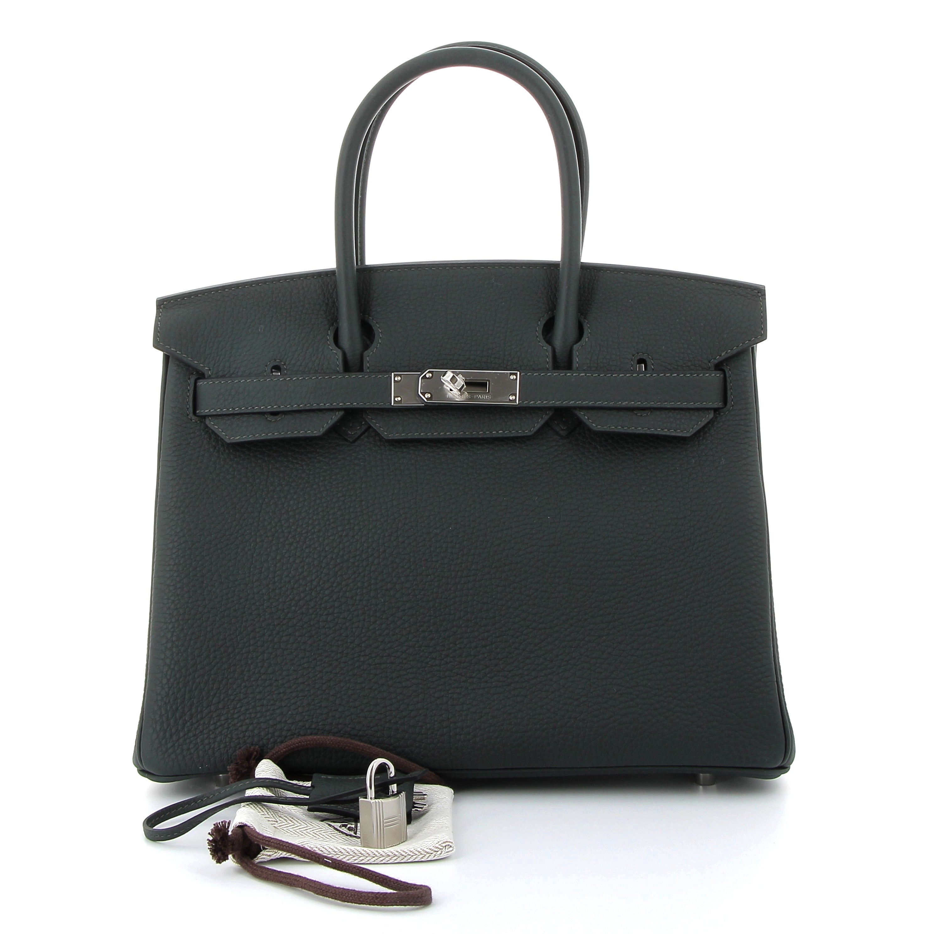 HERMES Birkin 30 Togo Noir Finition Palladié