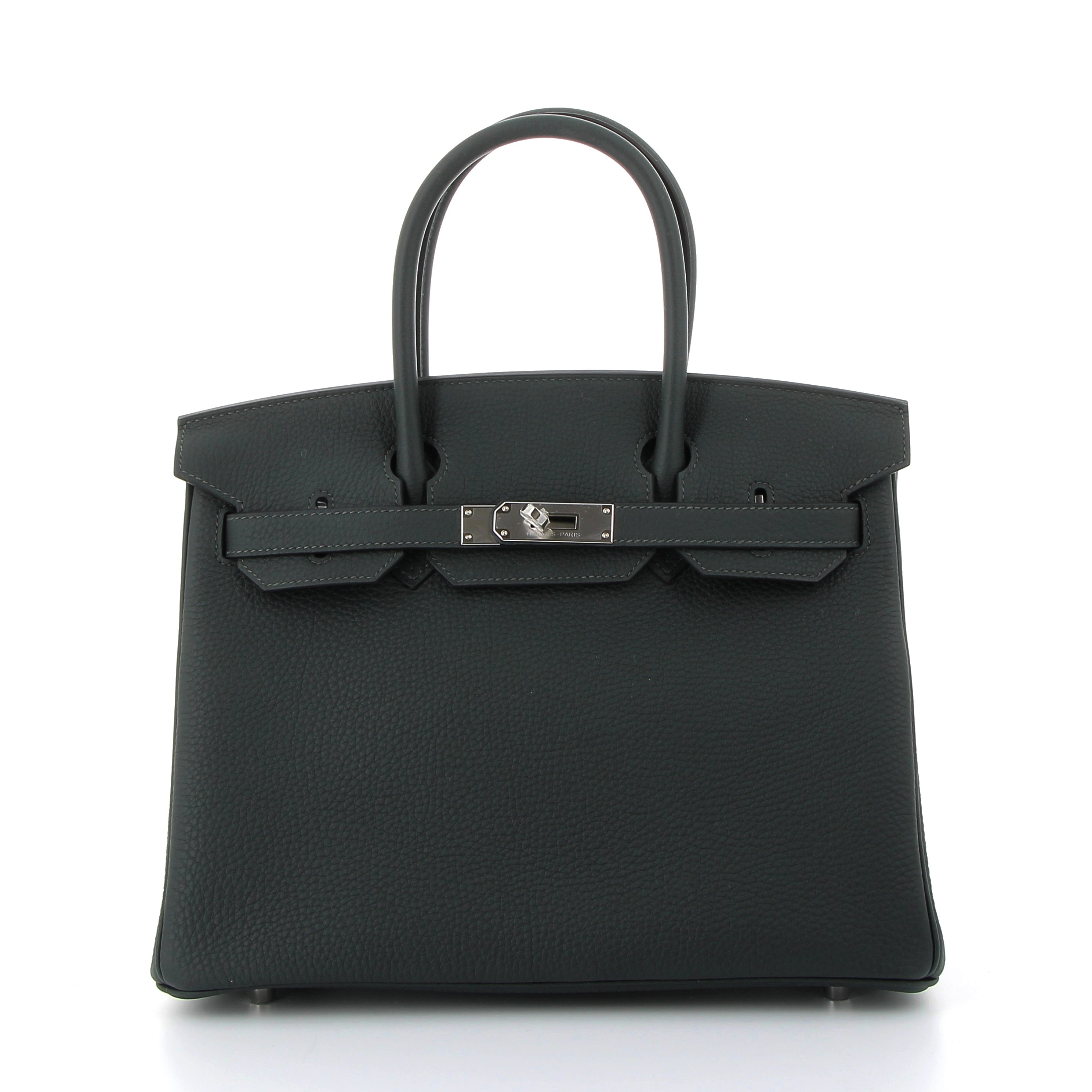 HERMES Birkin 30 Togo Noir Finition Palladié