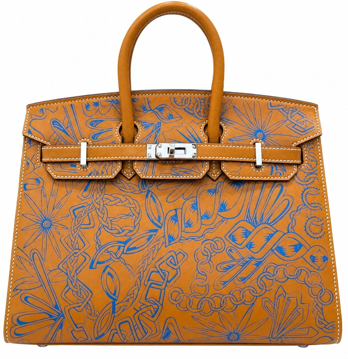 Hermès Birkin 25 Sellier Édition Limitée « Maillons en Chaîne » Cuir Butler Naturel Sable Finition Palladié