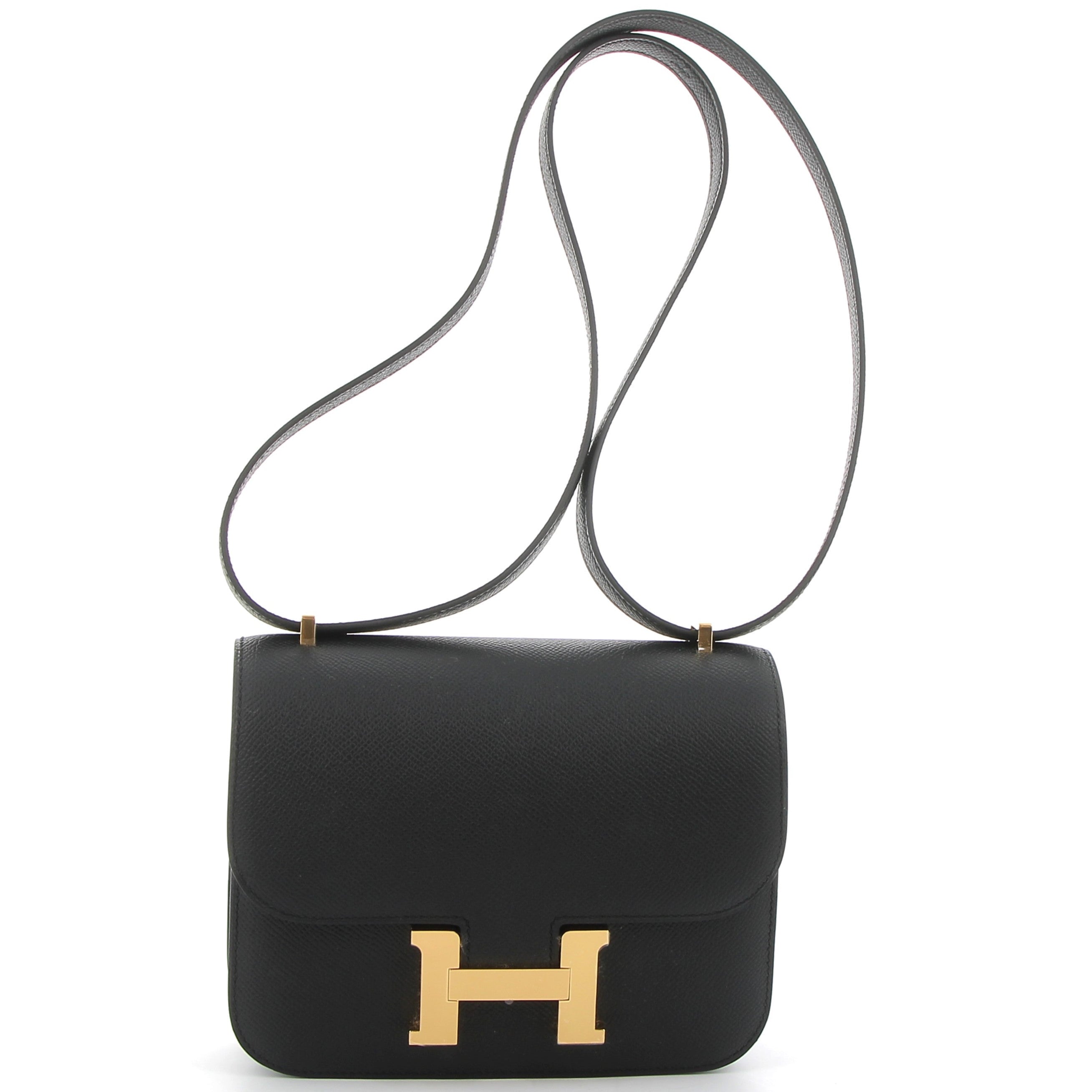 HERMES Constance 18 Noir Cuir Epsom Finition Or Brossé